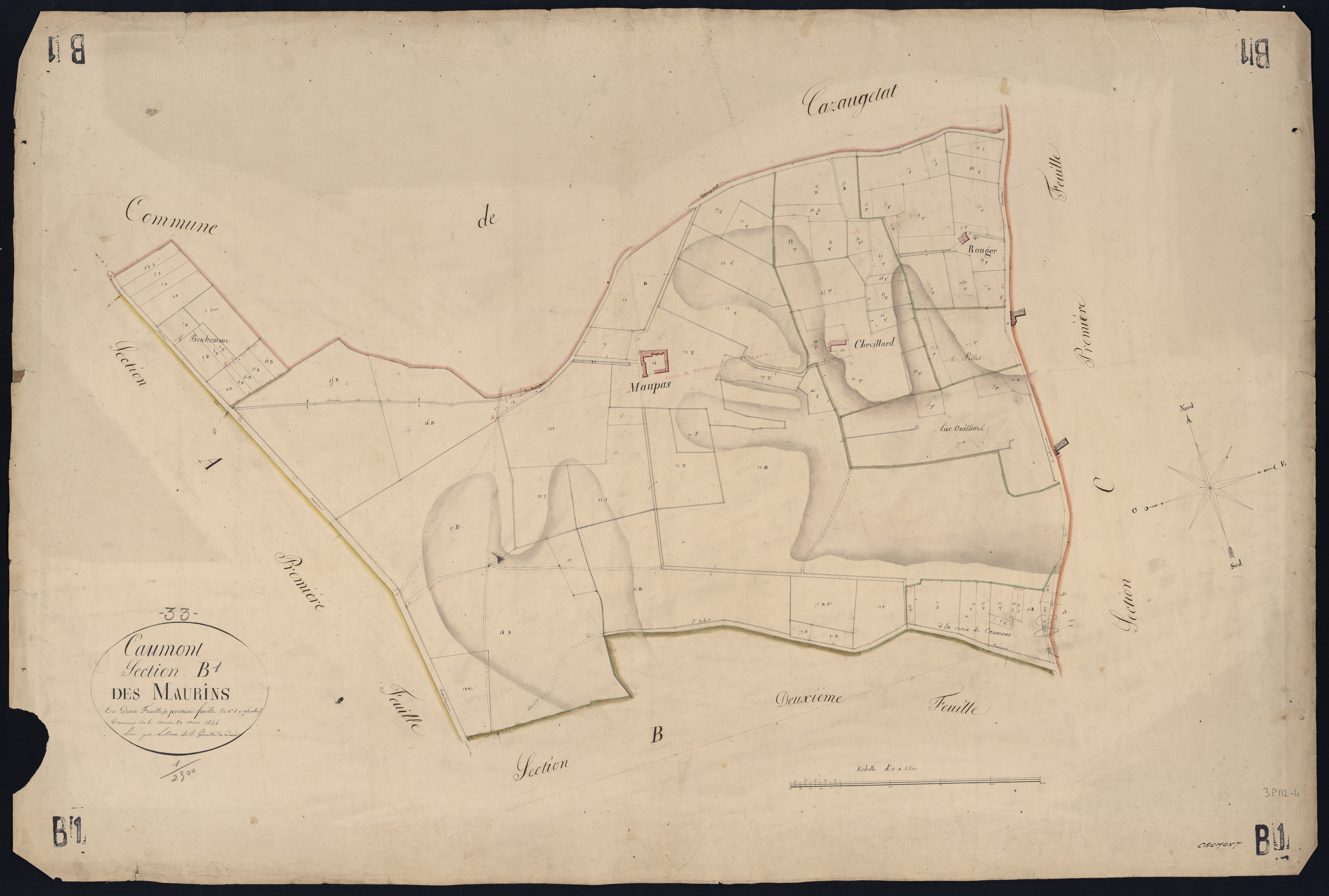 Caumont - -Section B feuille 1 : Les Maurins