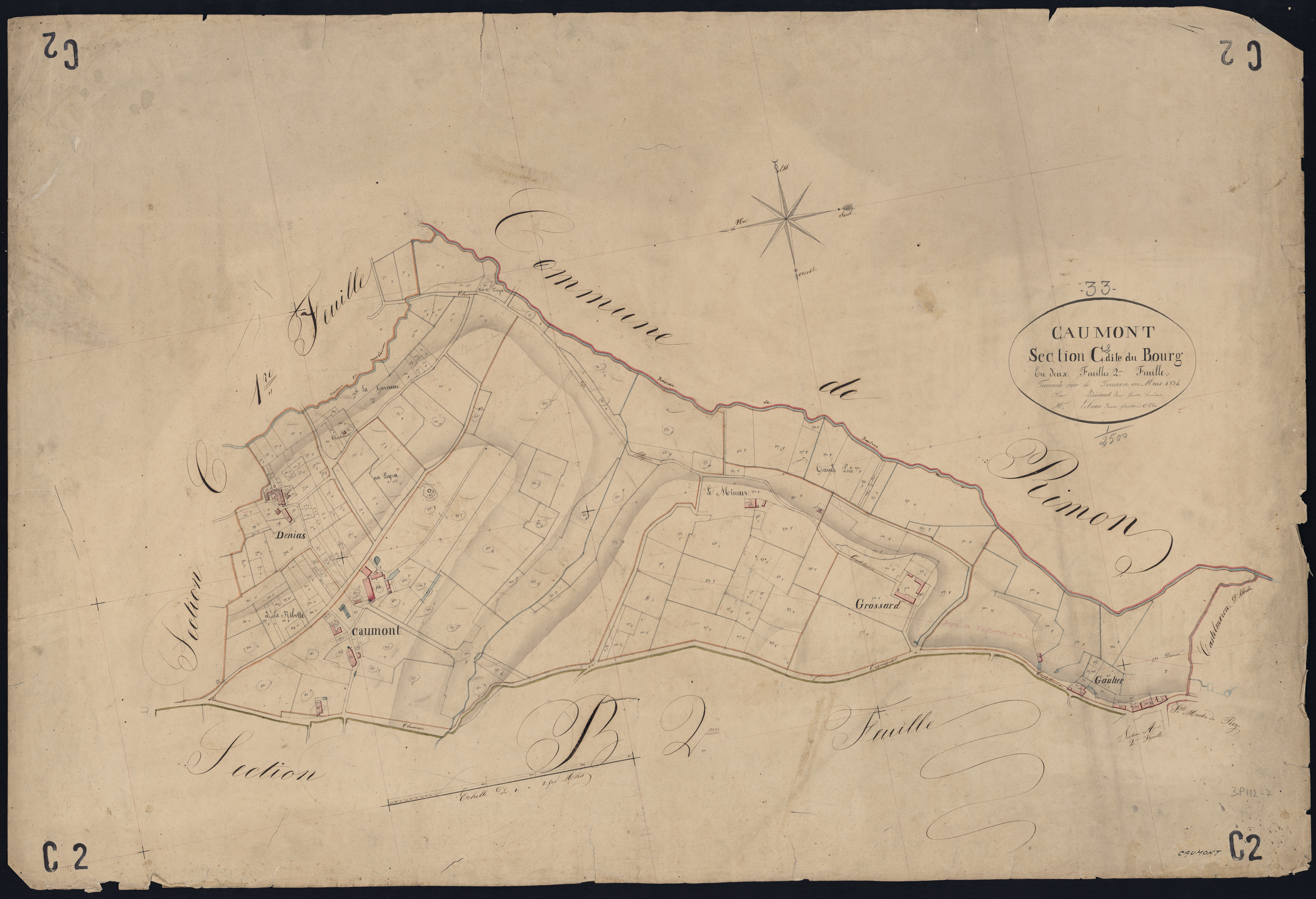 Caumont - -Section C feuille 2 : Le Bourg