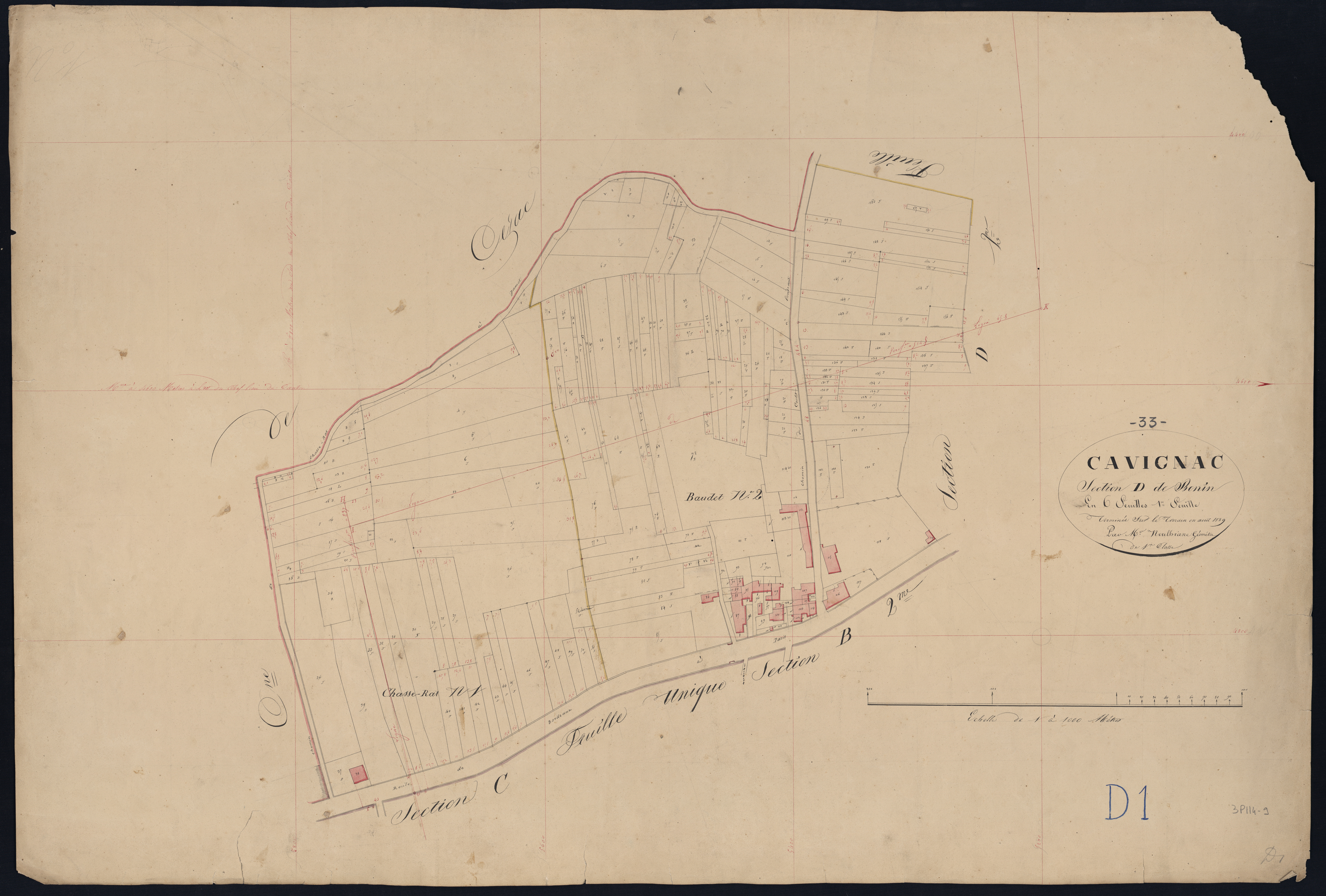 Cavignac - -Section D feuille 1 : Bonin