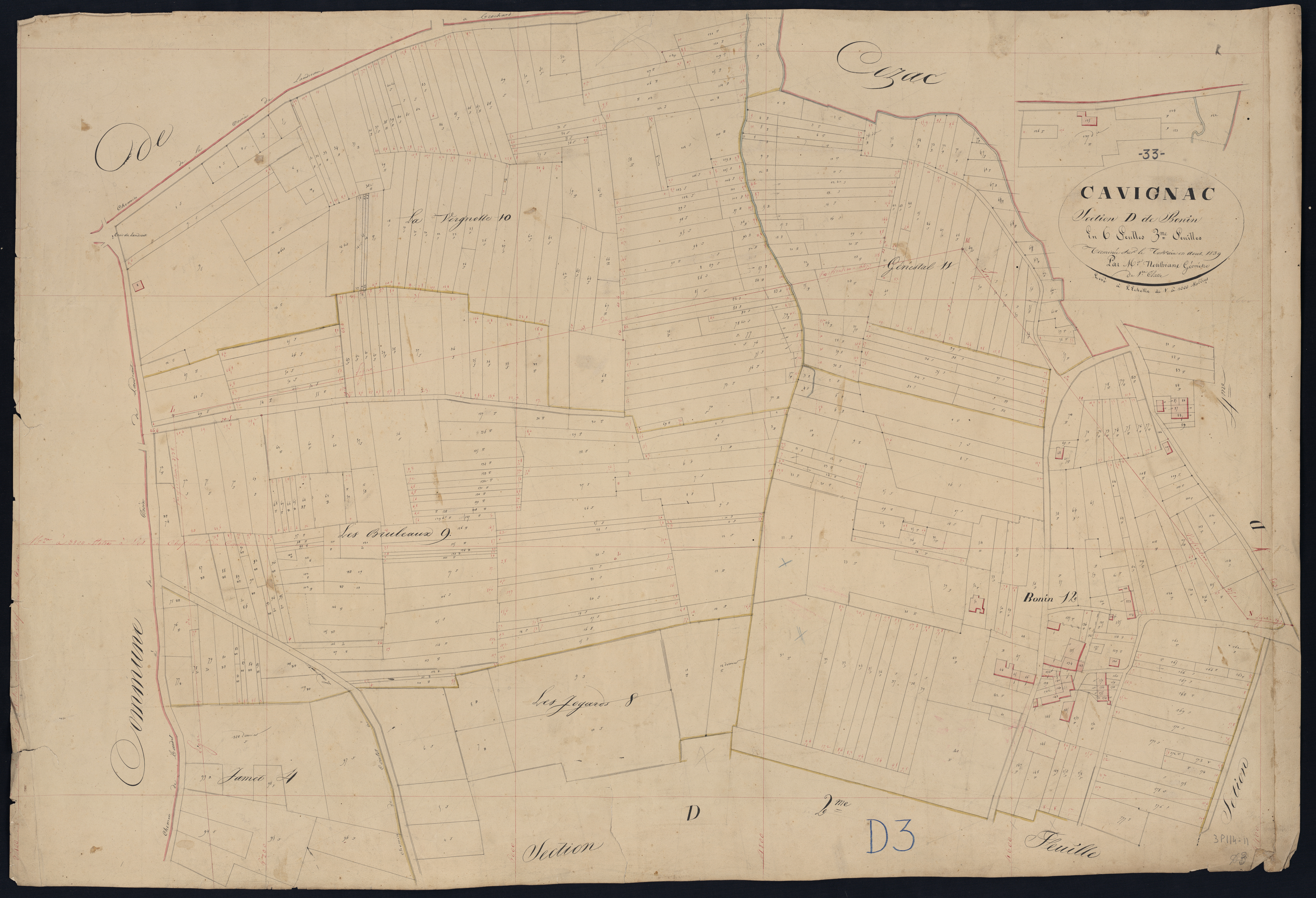 Cavignac - -Section D feuille 3 : Bonin