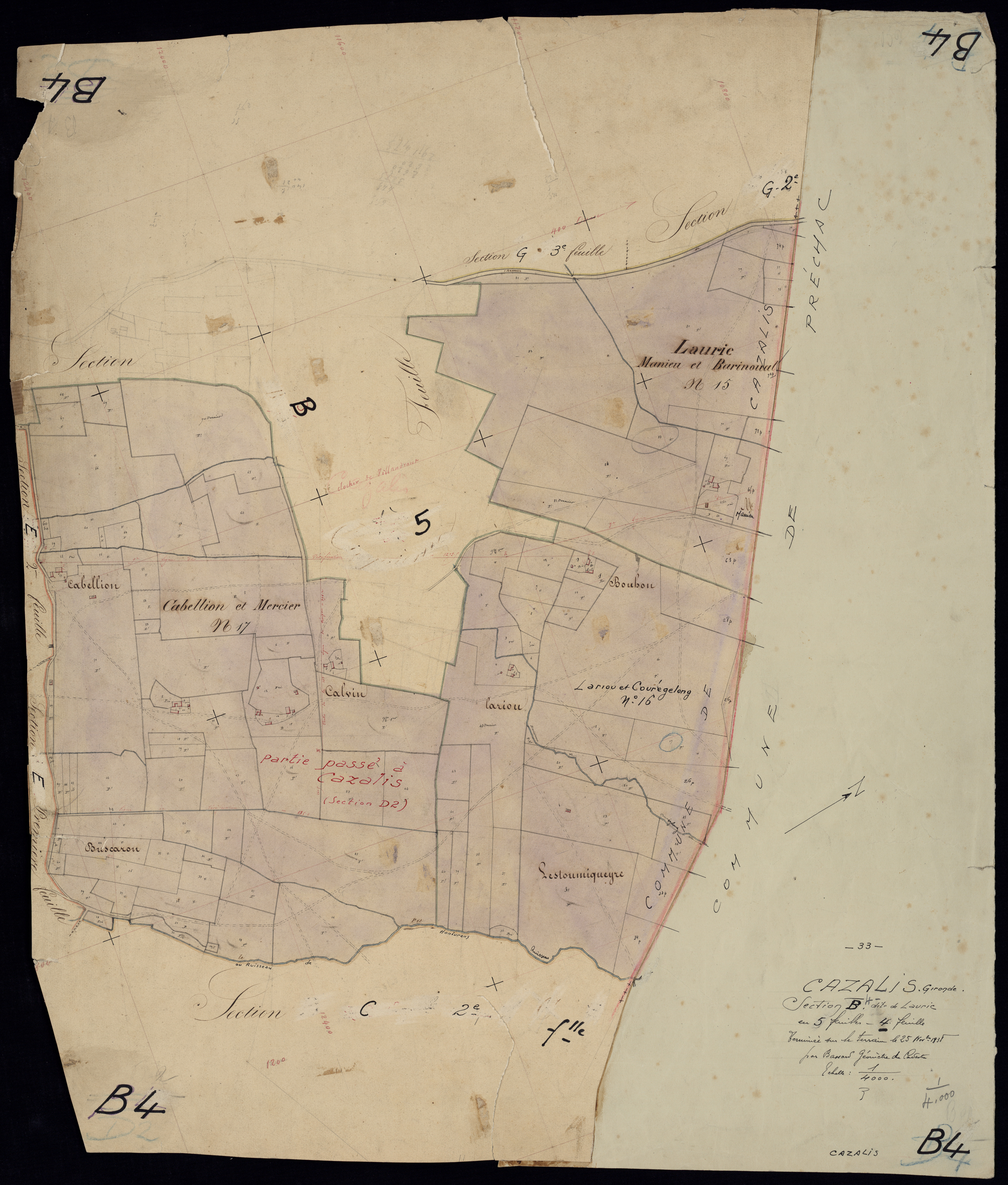 Cazalis - -Section B feuille 4 : Mauric