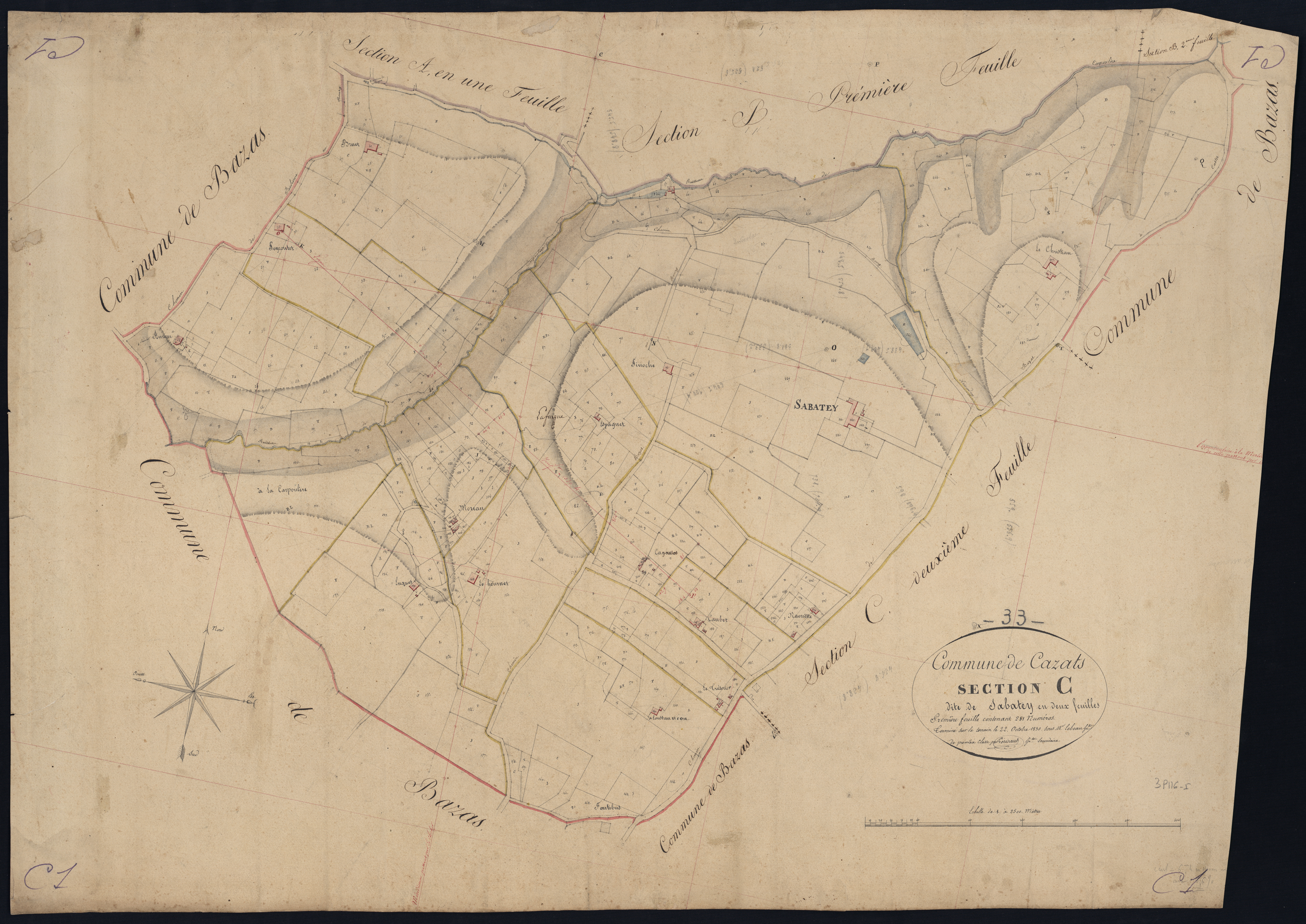 Cazats - -Section C feuille 1 : Sabatey