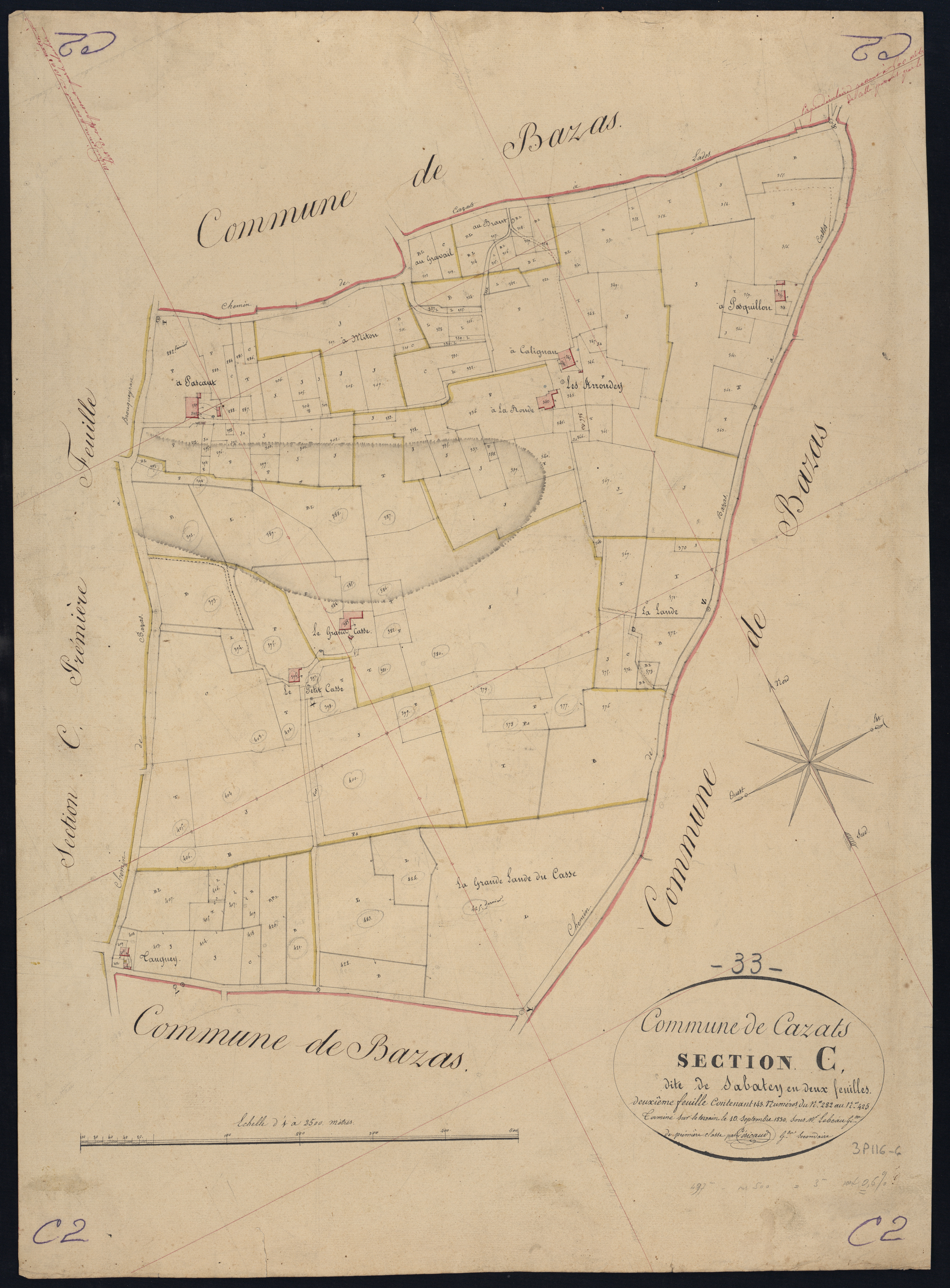 Cazats - -Section C feuille 2 : Sabatey