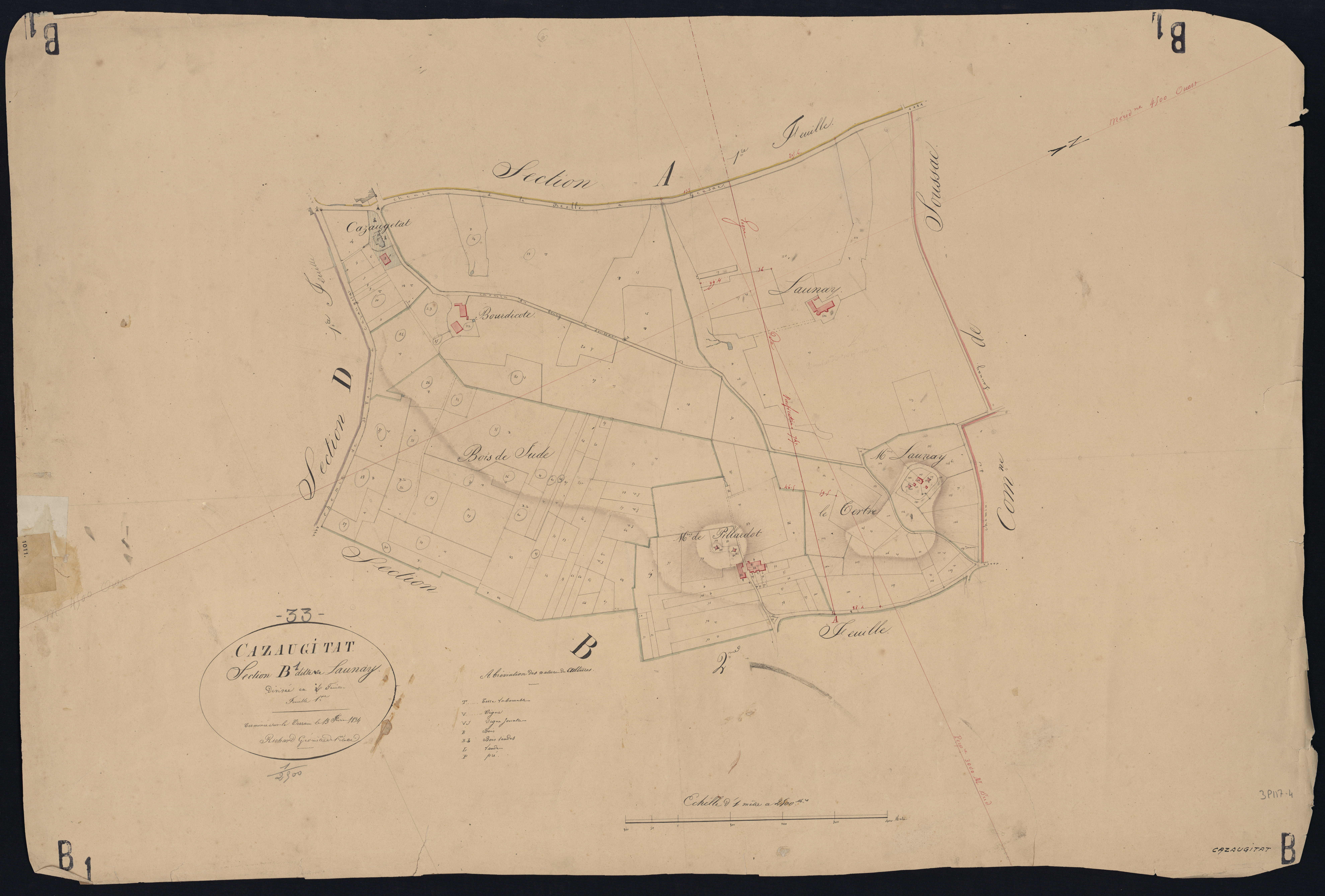 Cazaugitat - -Section B feuille 1 : Launay