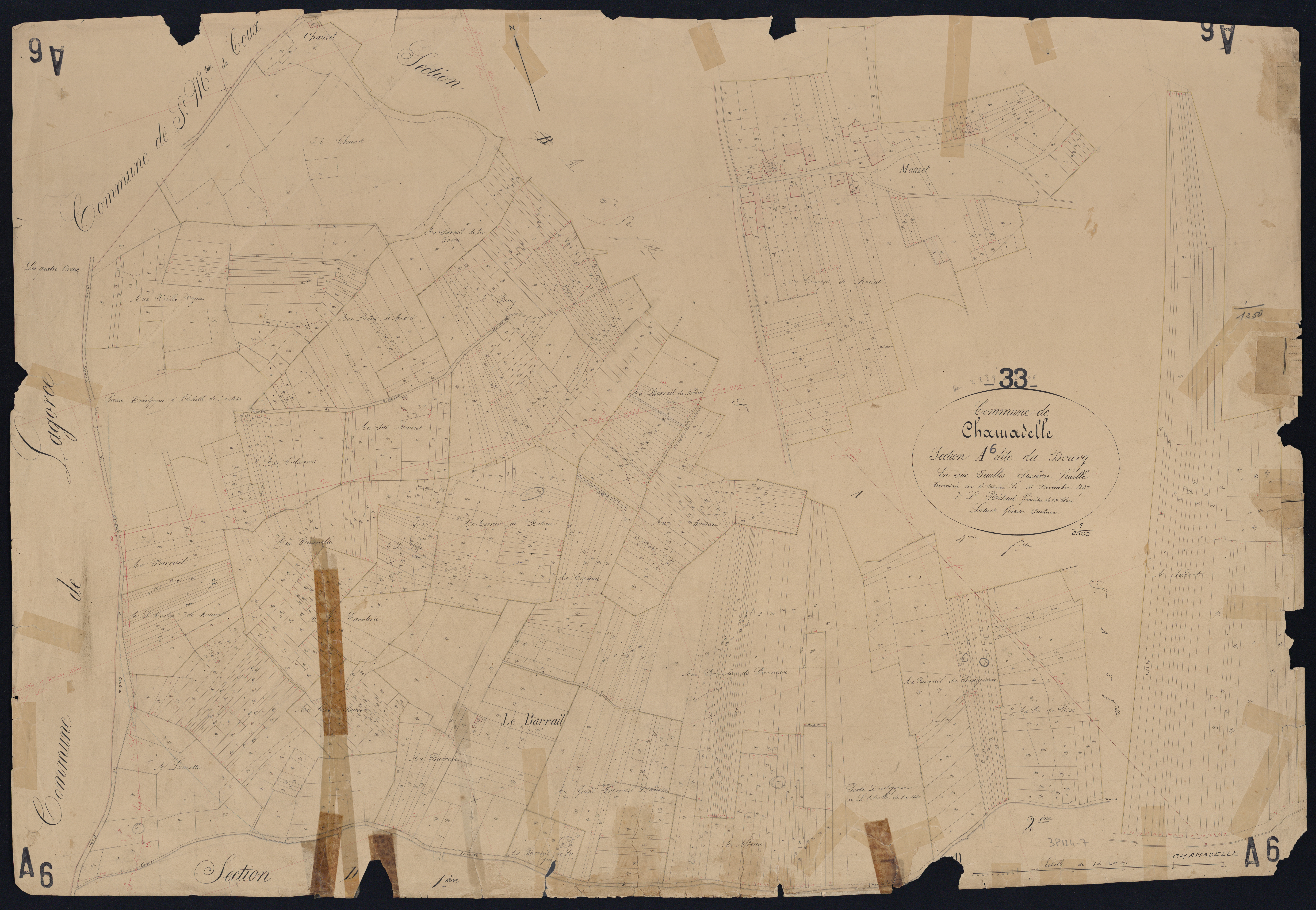 Chamadelle - -Section A feuille 6 : Le Bourg