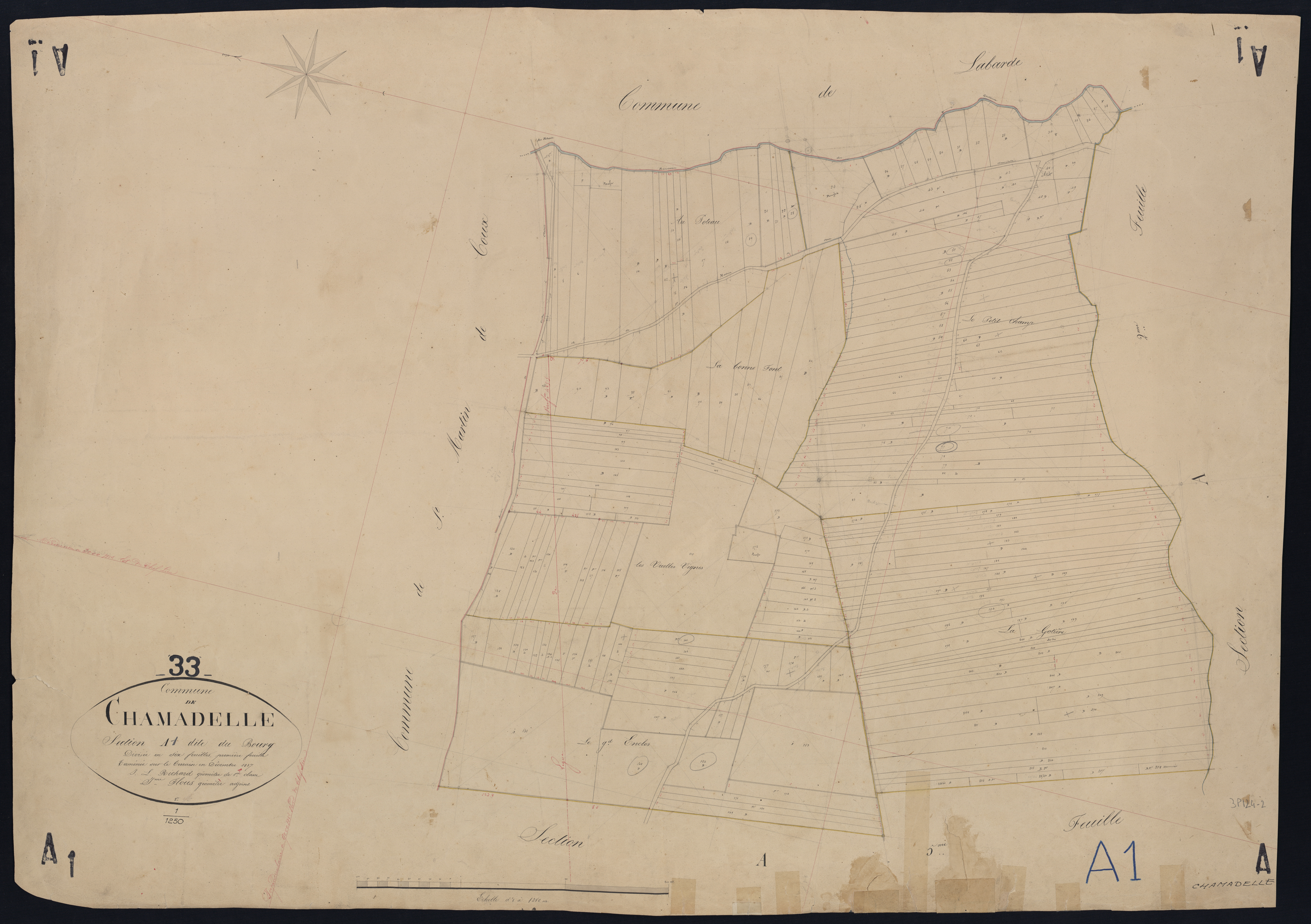 Chamadelle - -Section A feuille 1 : Le Bourg