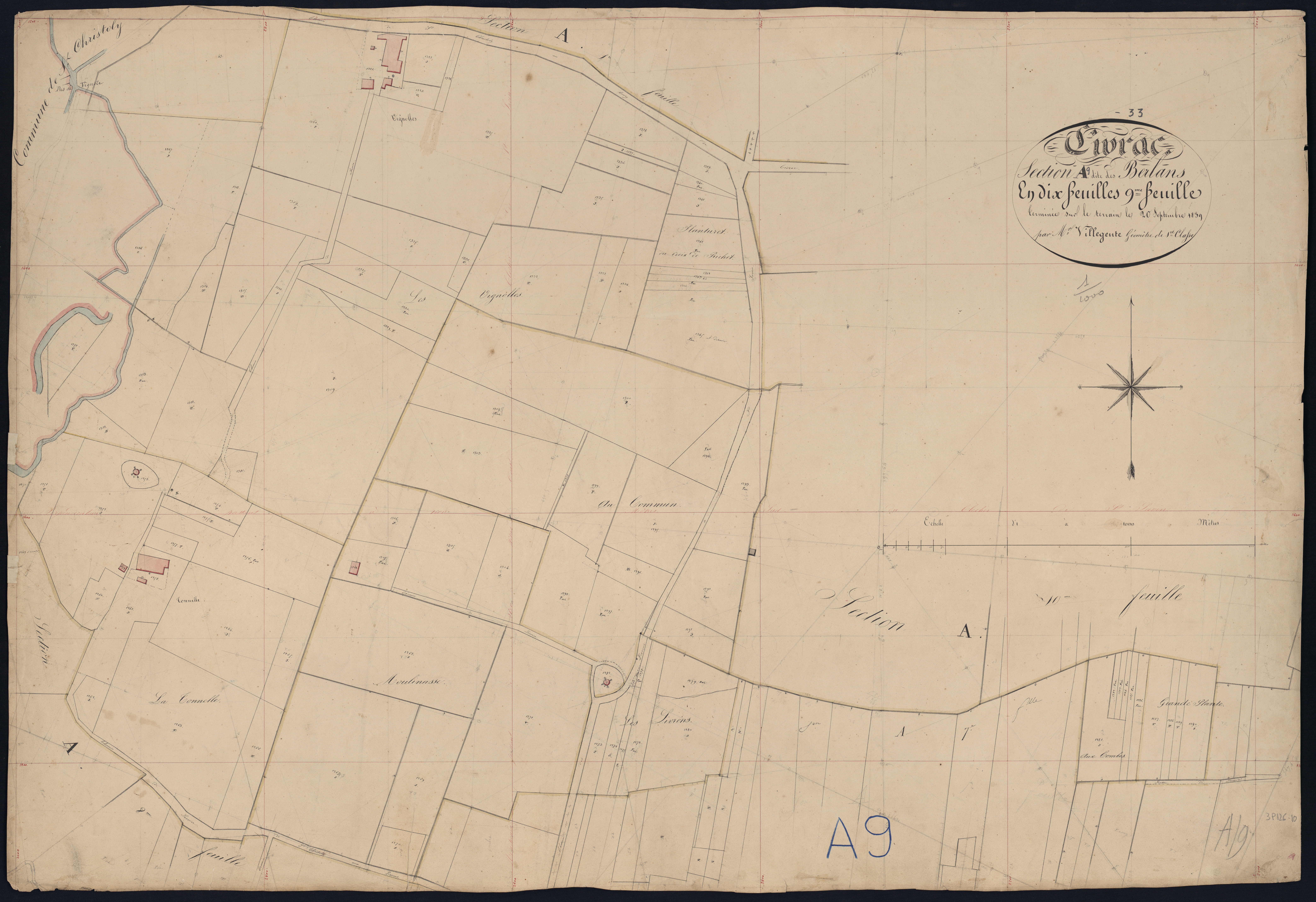Civrac-de-Blaye - -Section A feuille 9 : Les Berlans