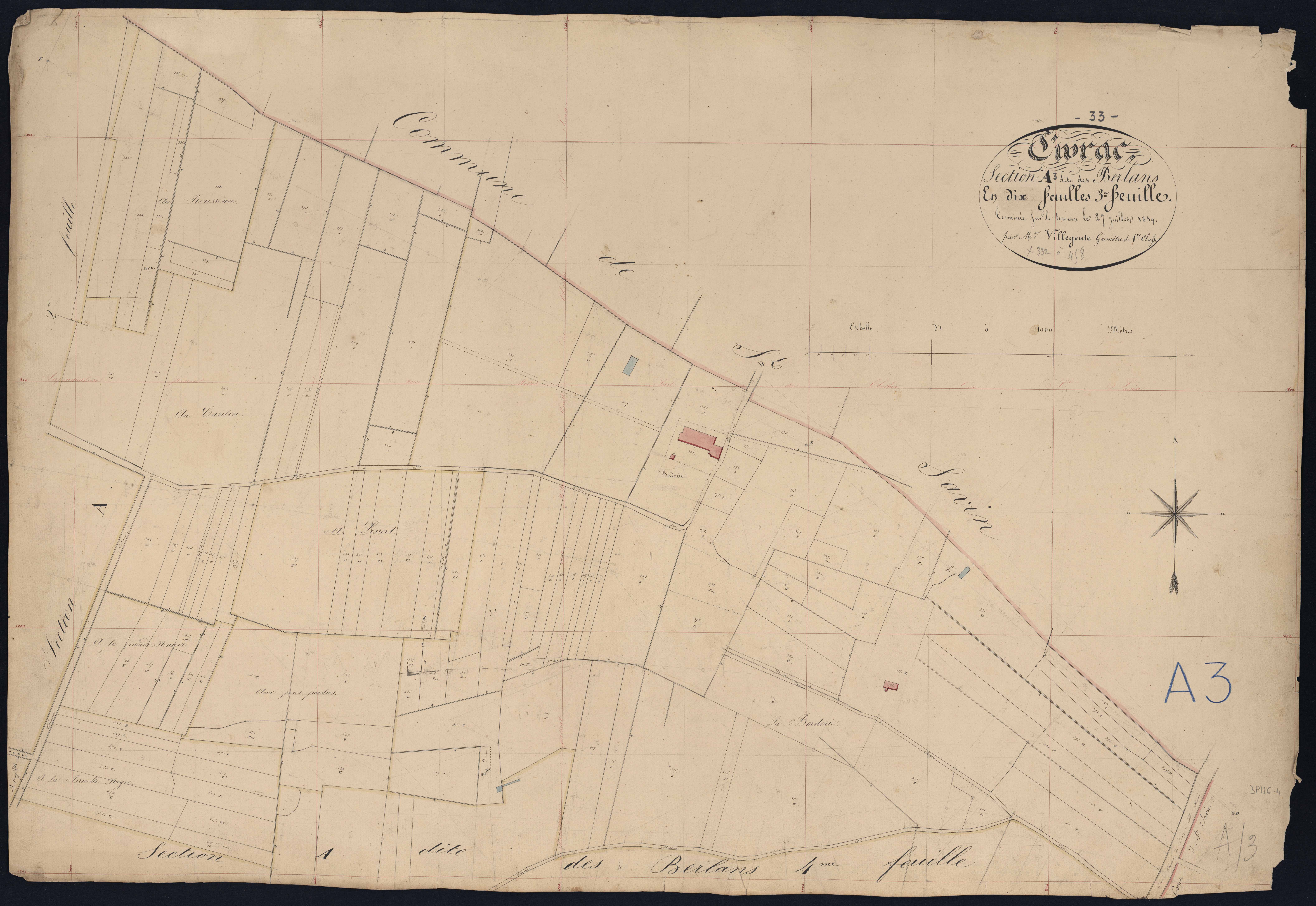 Civrac-de-Blaye - -Section A feuille 3 : Les Berlans