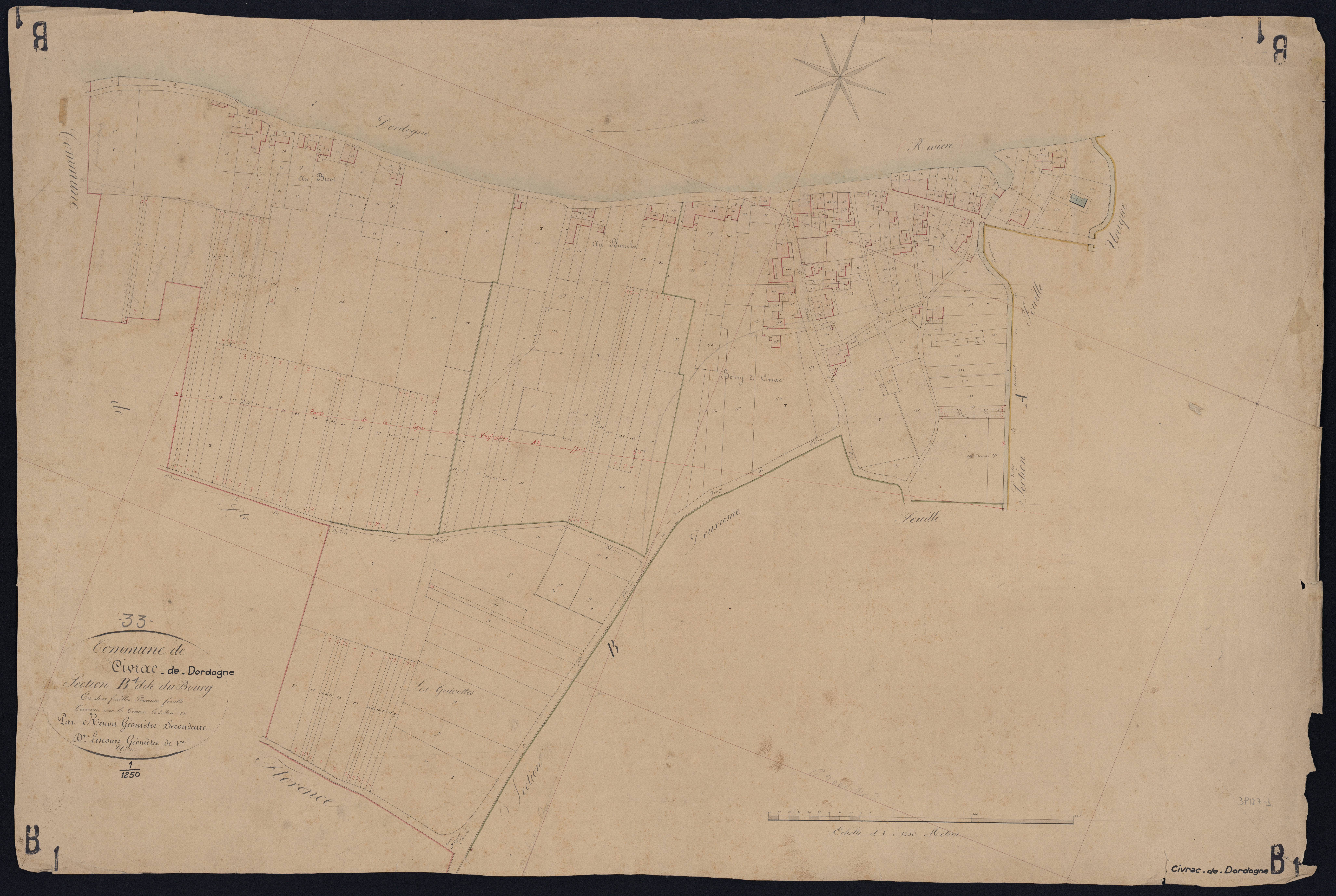 Civrac-sur-Dordogne - -Section B feuille 1 : Le Bourg
