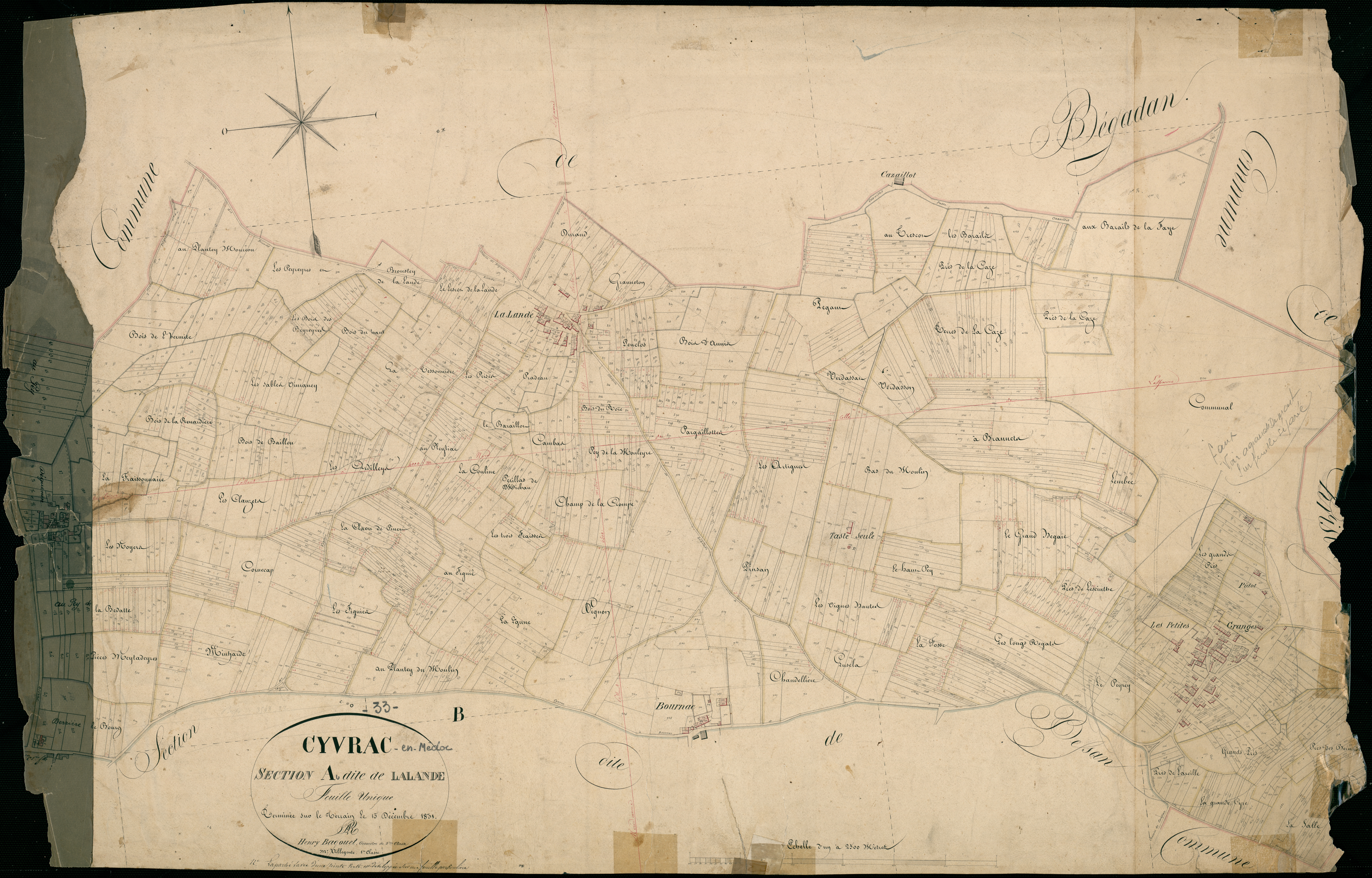 Civrac-en-Médoc - -Section A feuille unique : Lalande
