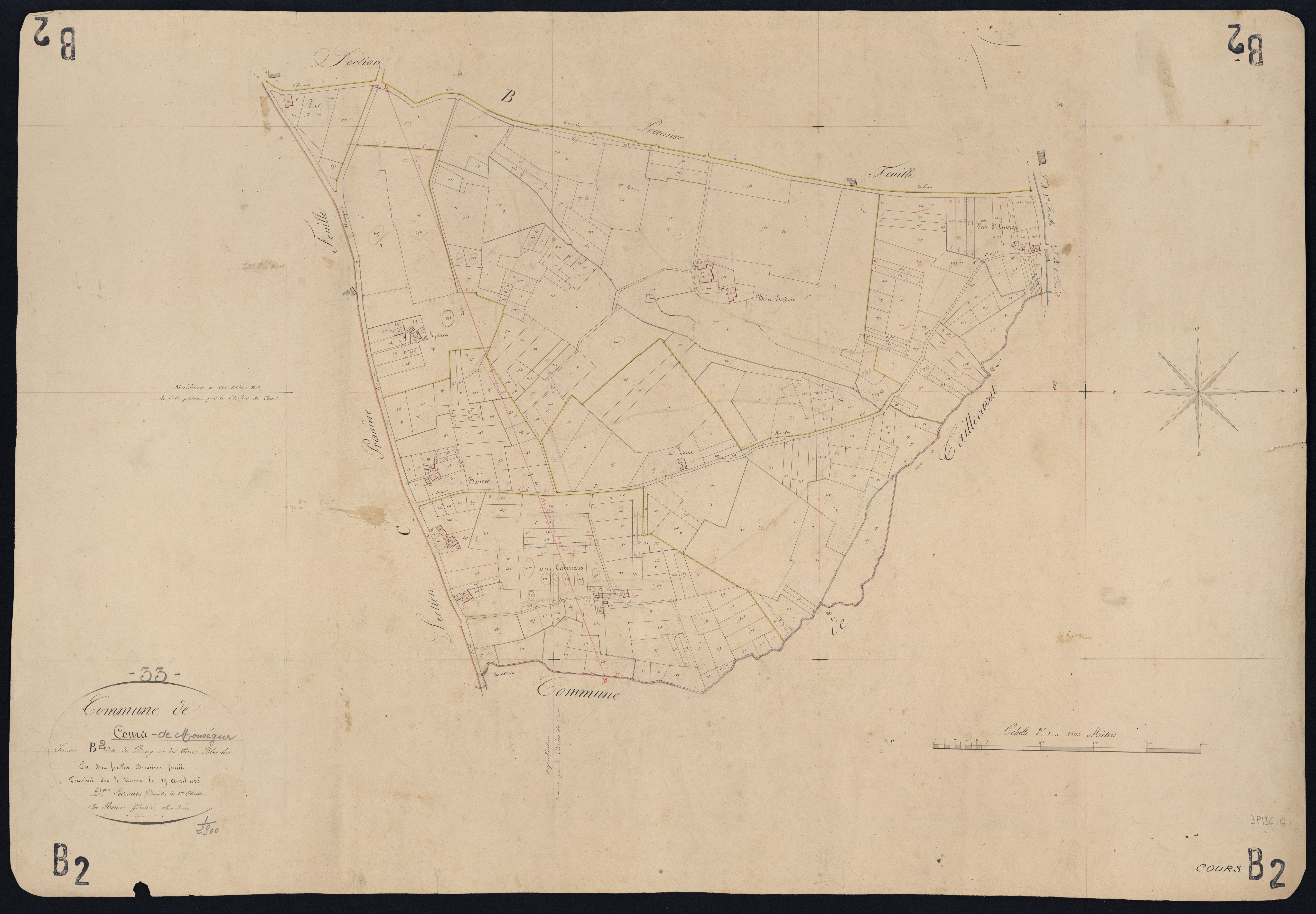 Cours-de-Monségur - -Section B feuille 2 : Le Bourg ou Les Terres-Blanches
