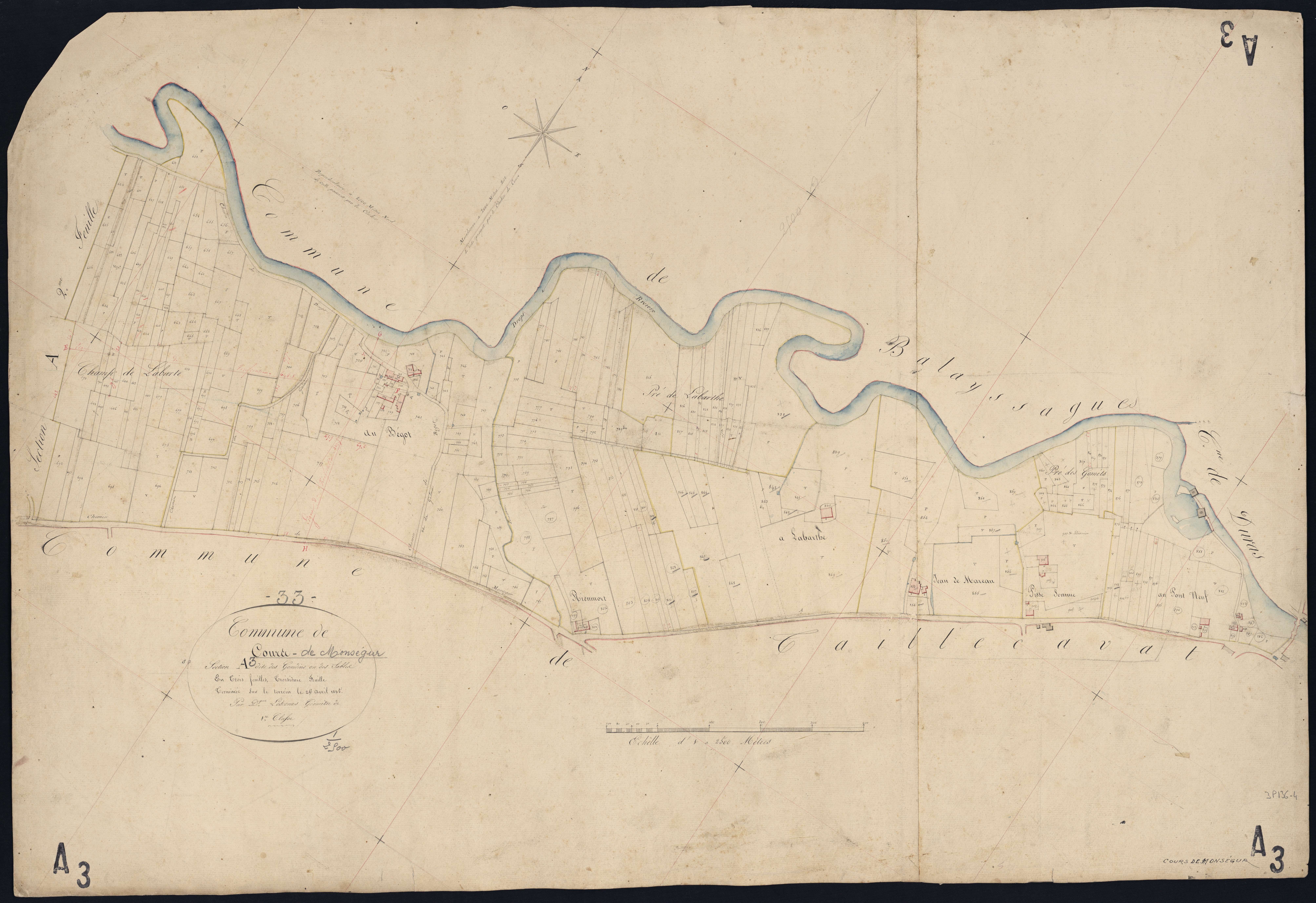 Cours-de-Monségur - -Section A feuille 3 : Les Gourdins ou Les Sables