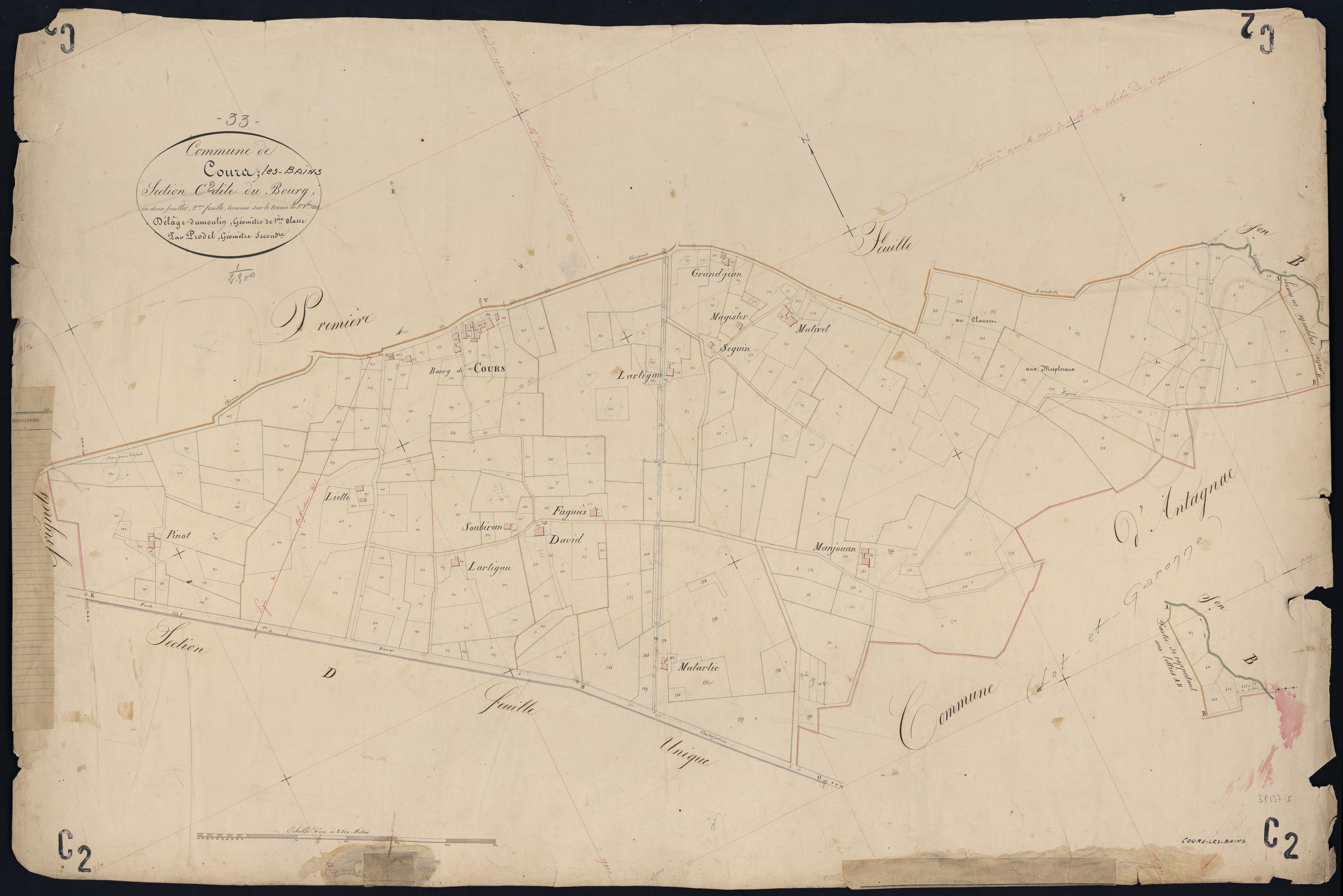 Cours-les-Bains - -Section C feuille 2 : Le Bourg