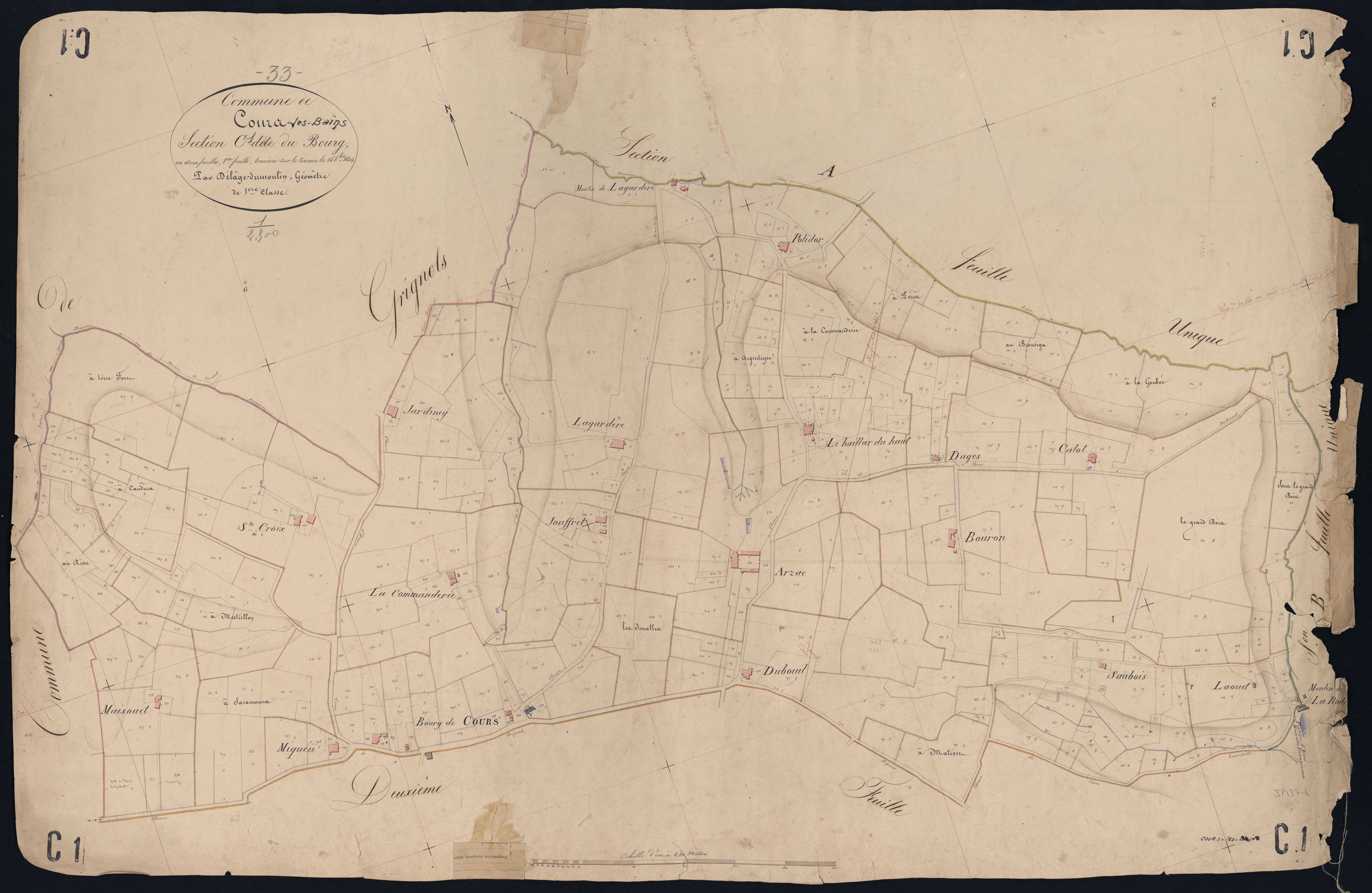 Cours-les-Bains - -Section C feuille 1 : Le Bourg