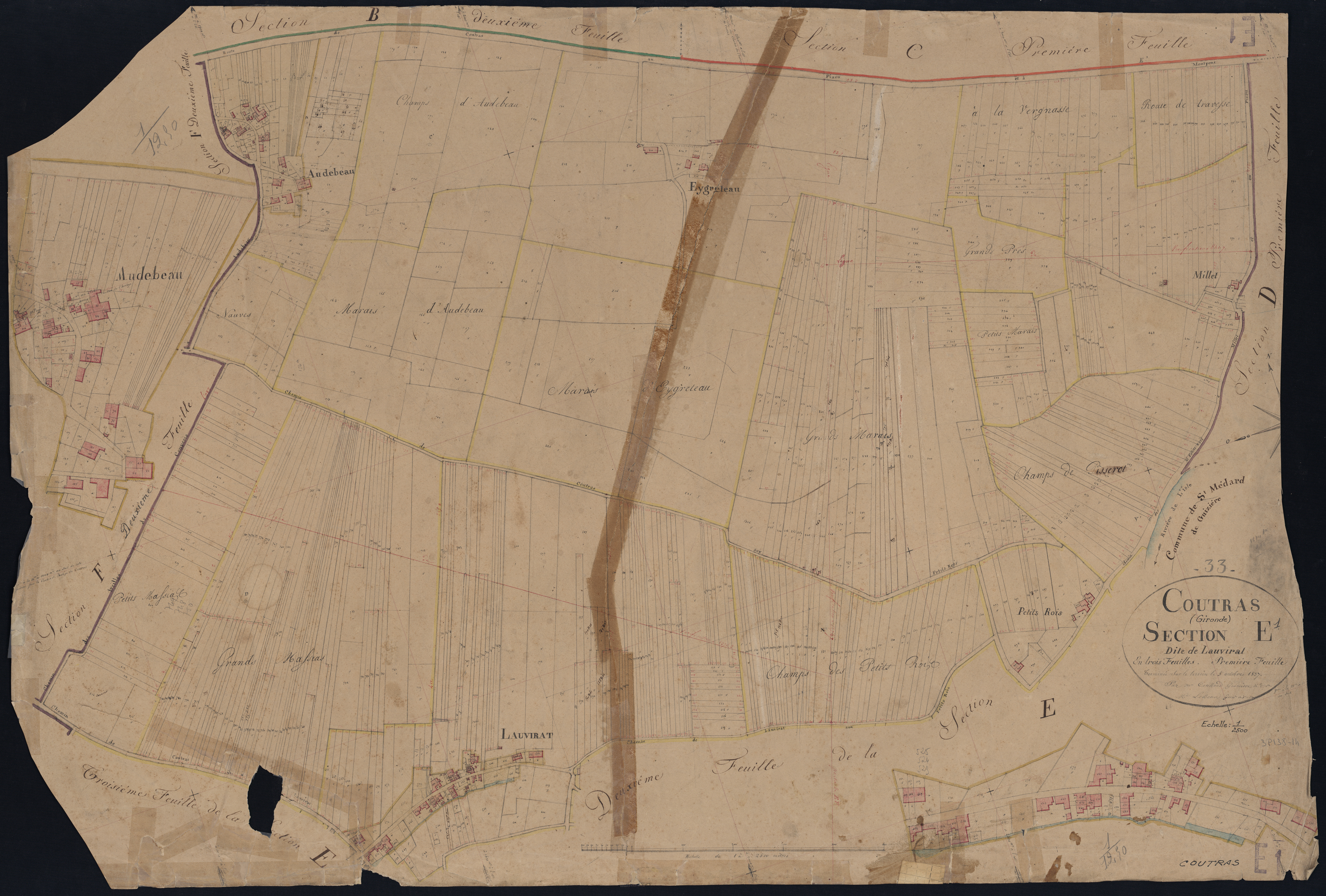 Coutras - -Section E feuille 1 : Lauvirat