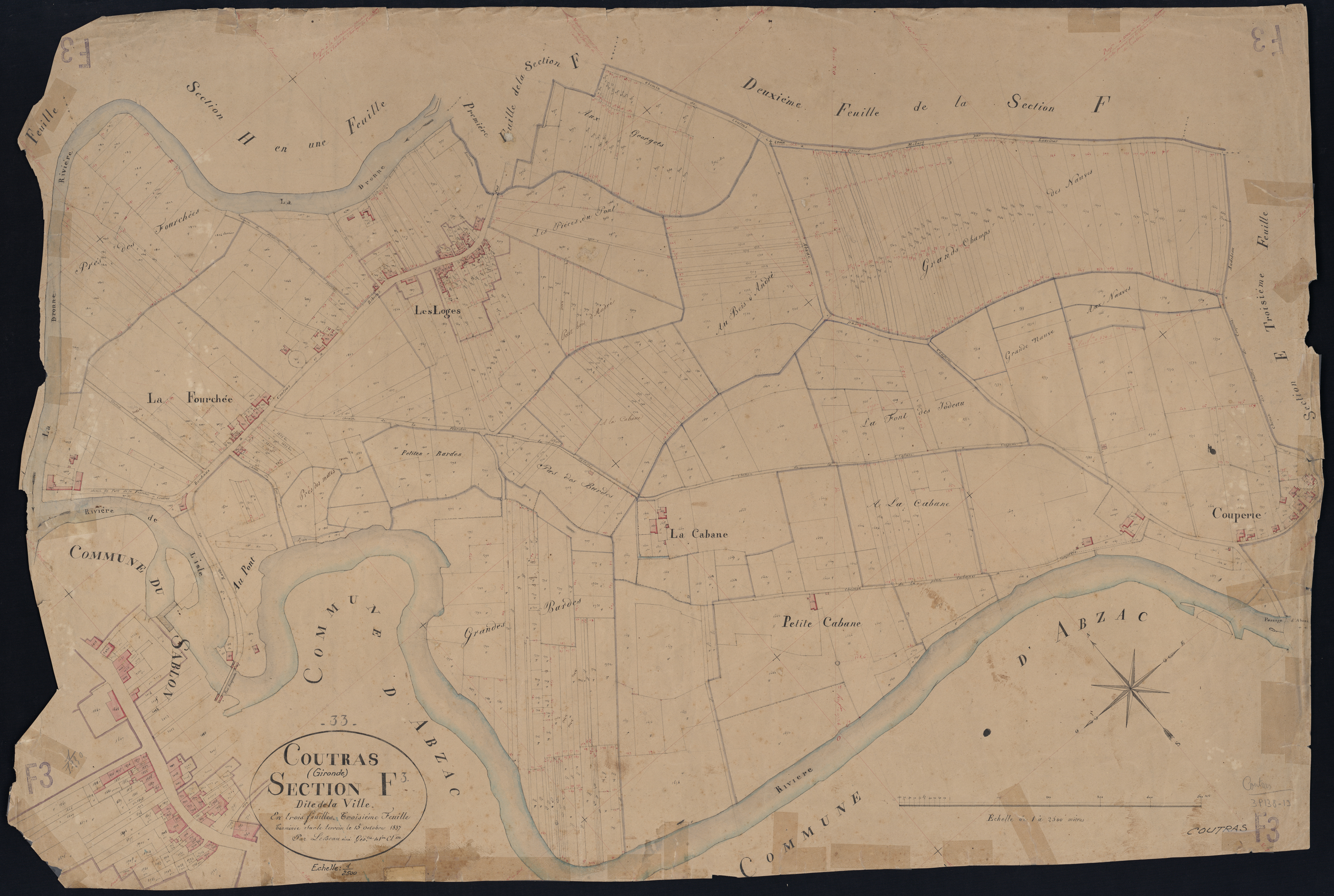 Coutras - -Section F feuille 3 : La Ville