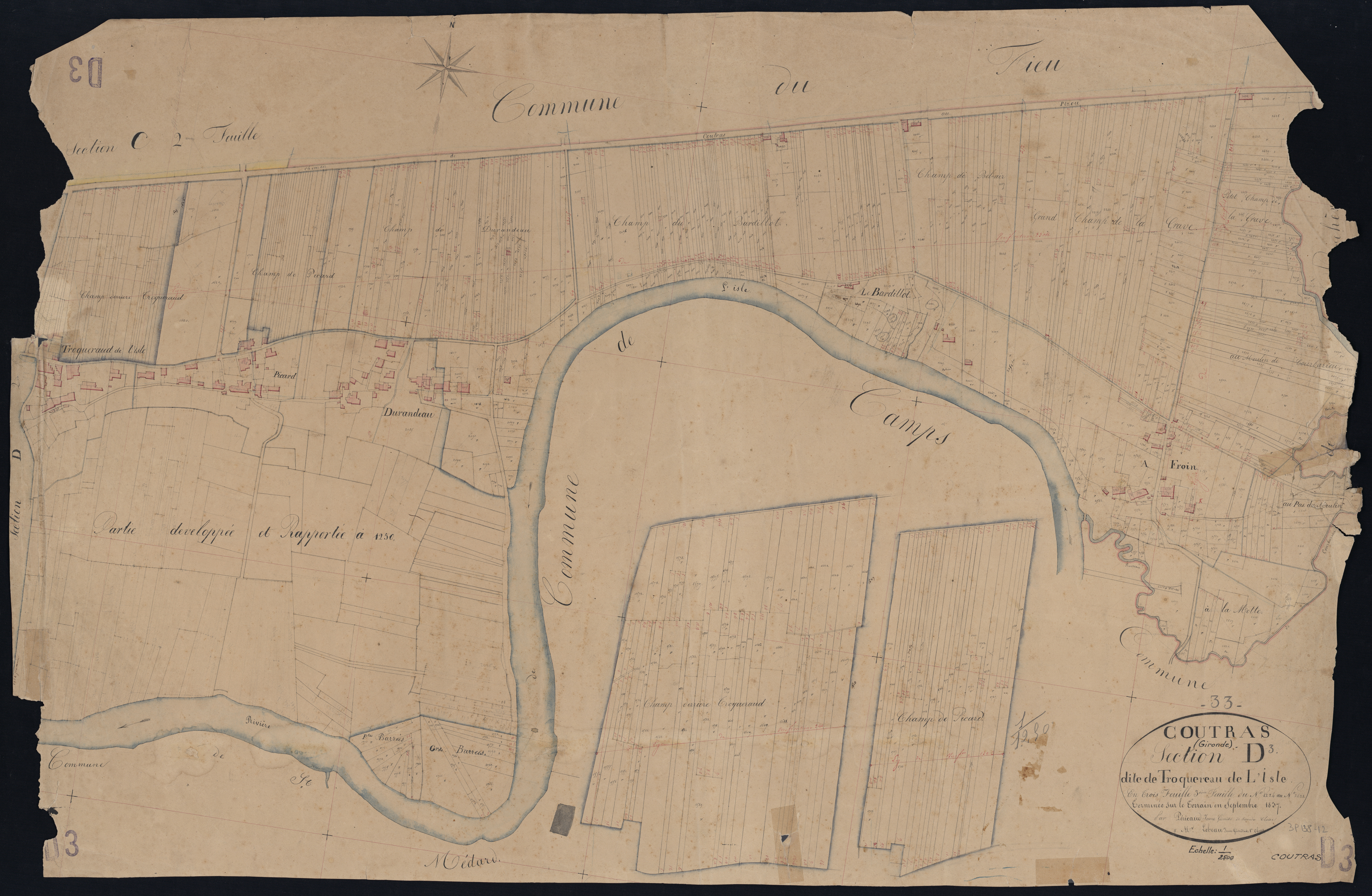 Coutras - -Section D feuille 3 : Troquereau-de-L'Isle
