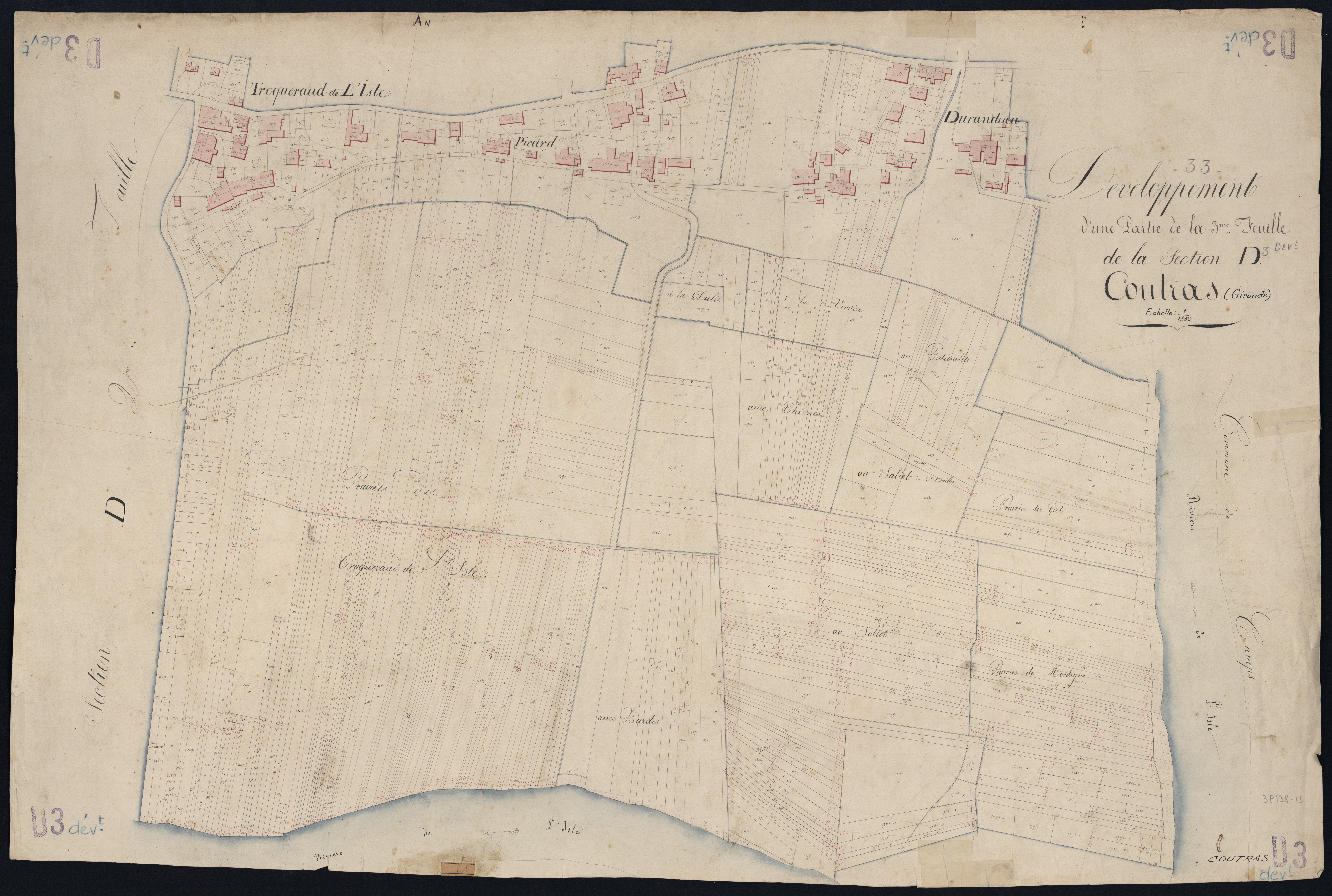 Coutras - -Section D feuille 3 : Troquereau-de-L'Isle