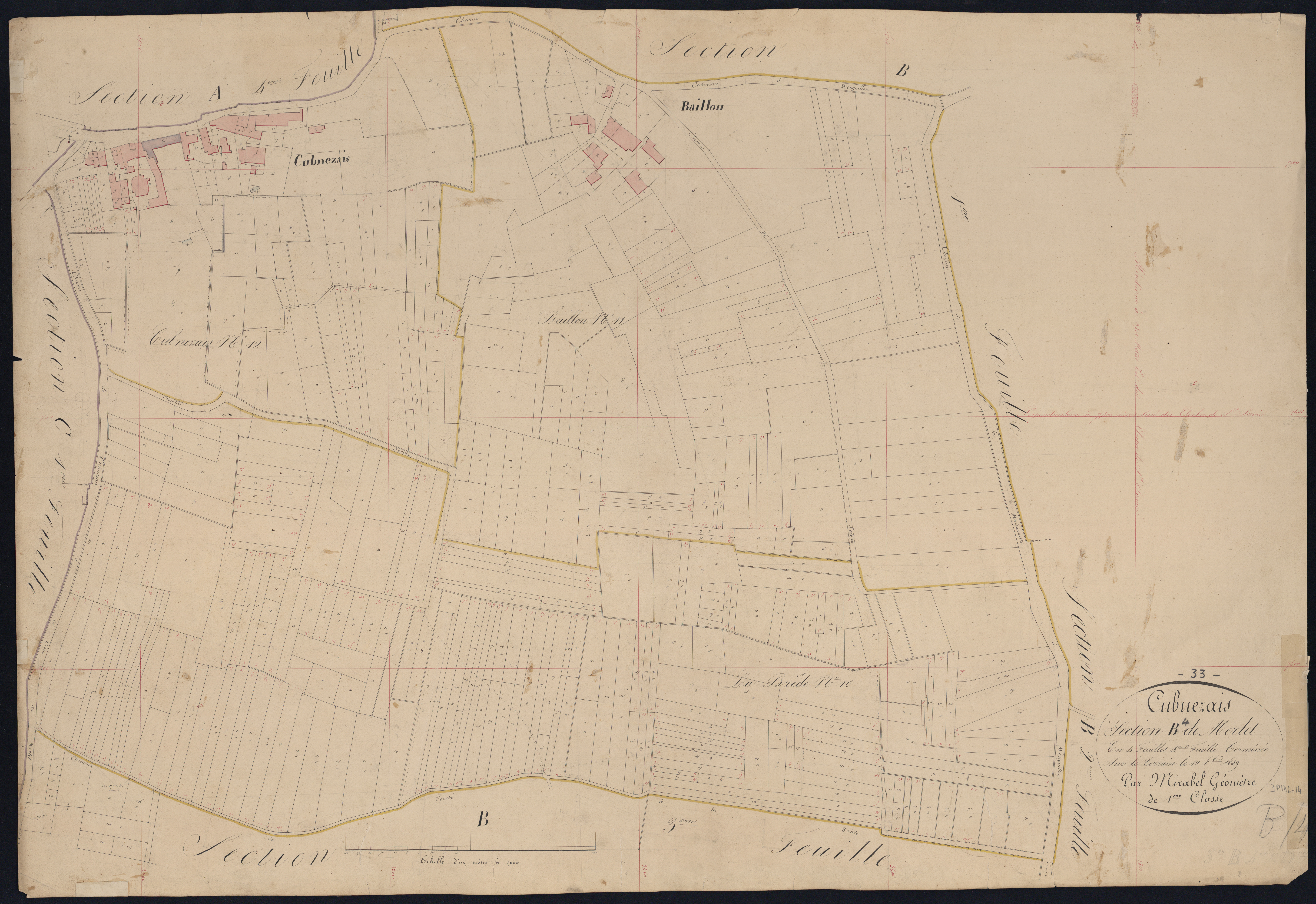 Cubnezais - -Section B feuille 4 : Merlet