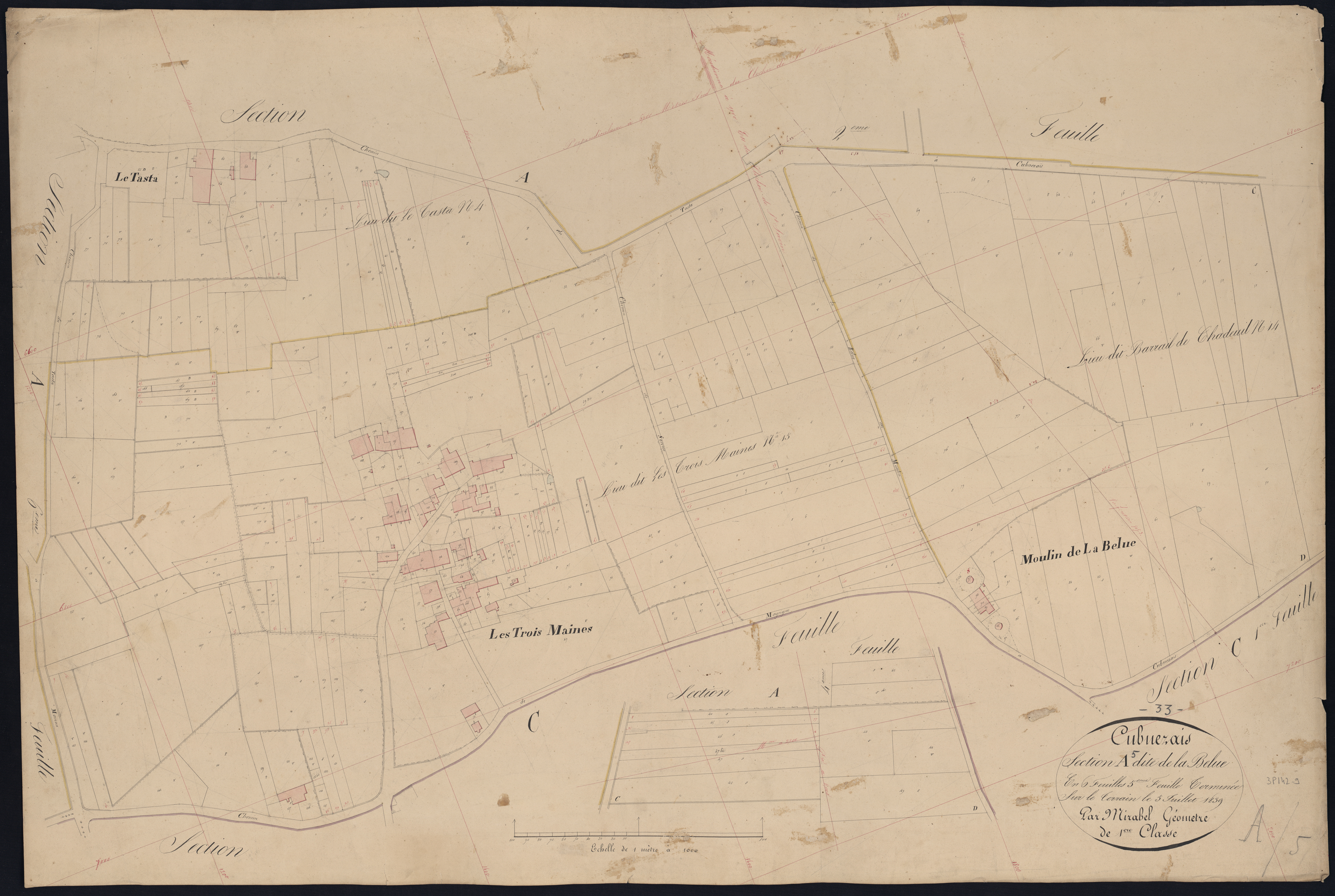 Cubnezais - -Section A feuille 5 : La Belue