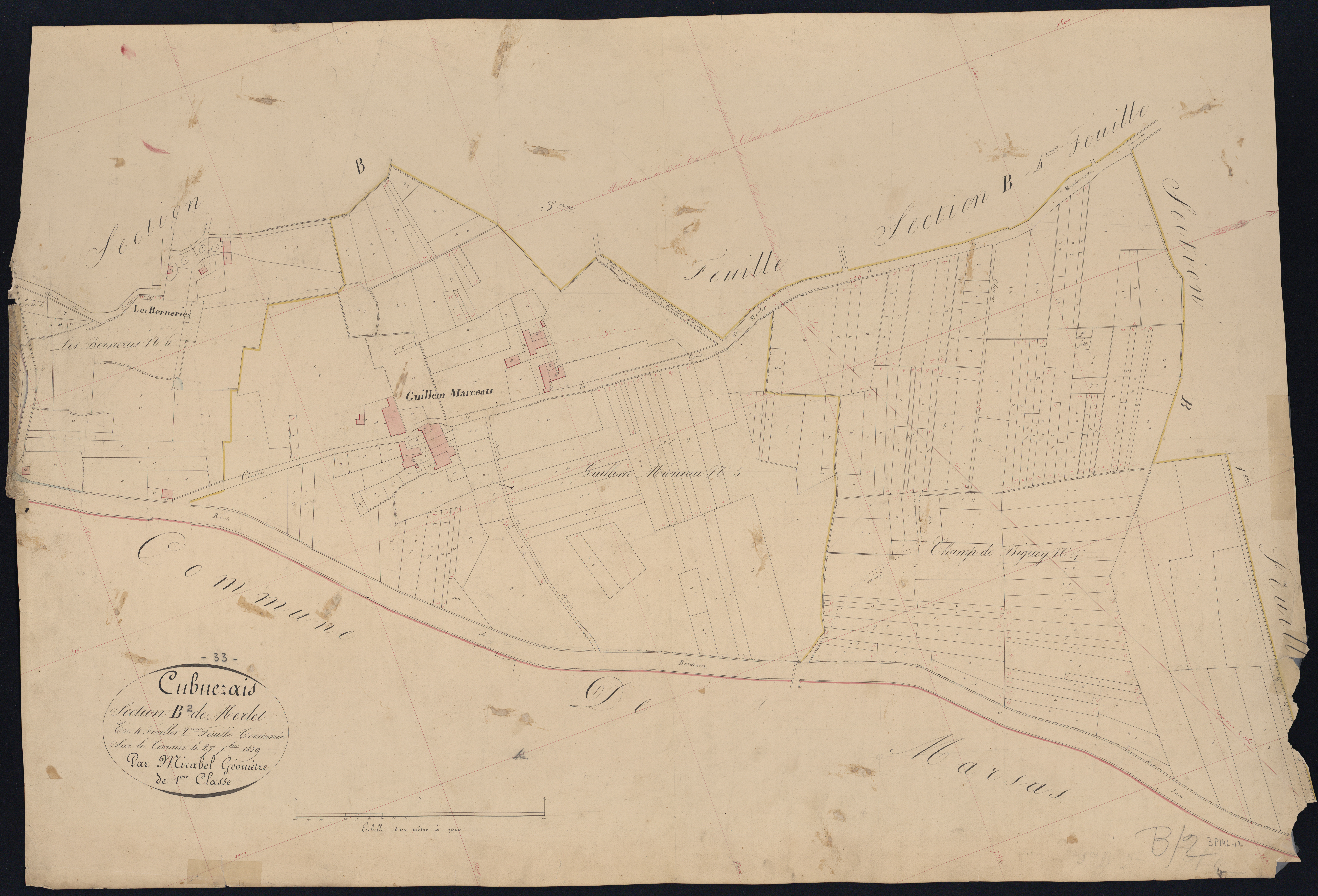 Cubnezais - -Section B feuille 2 : Merlet