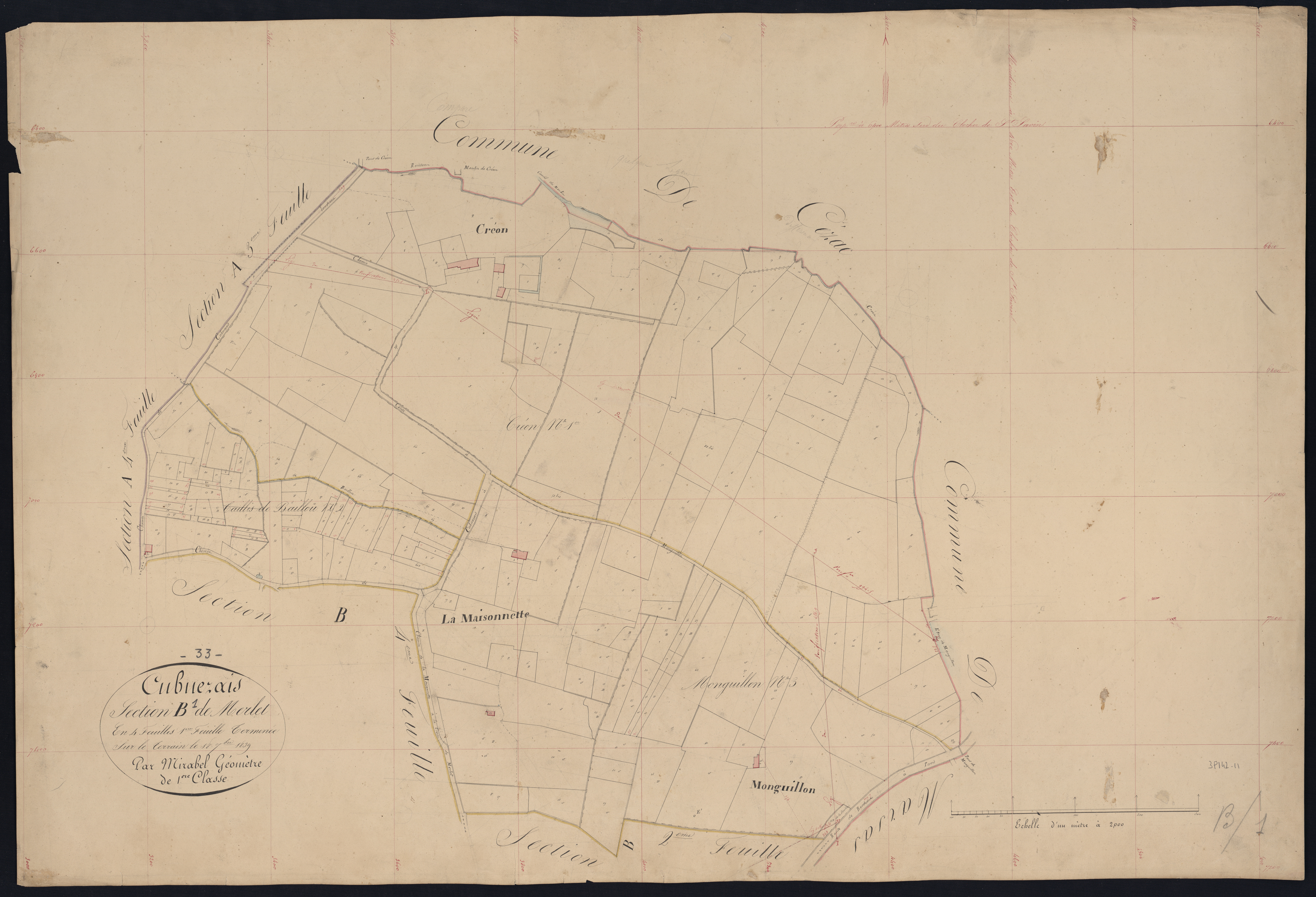 Cubnezais - -Section B feuille 1 : Merlet