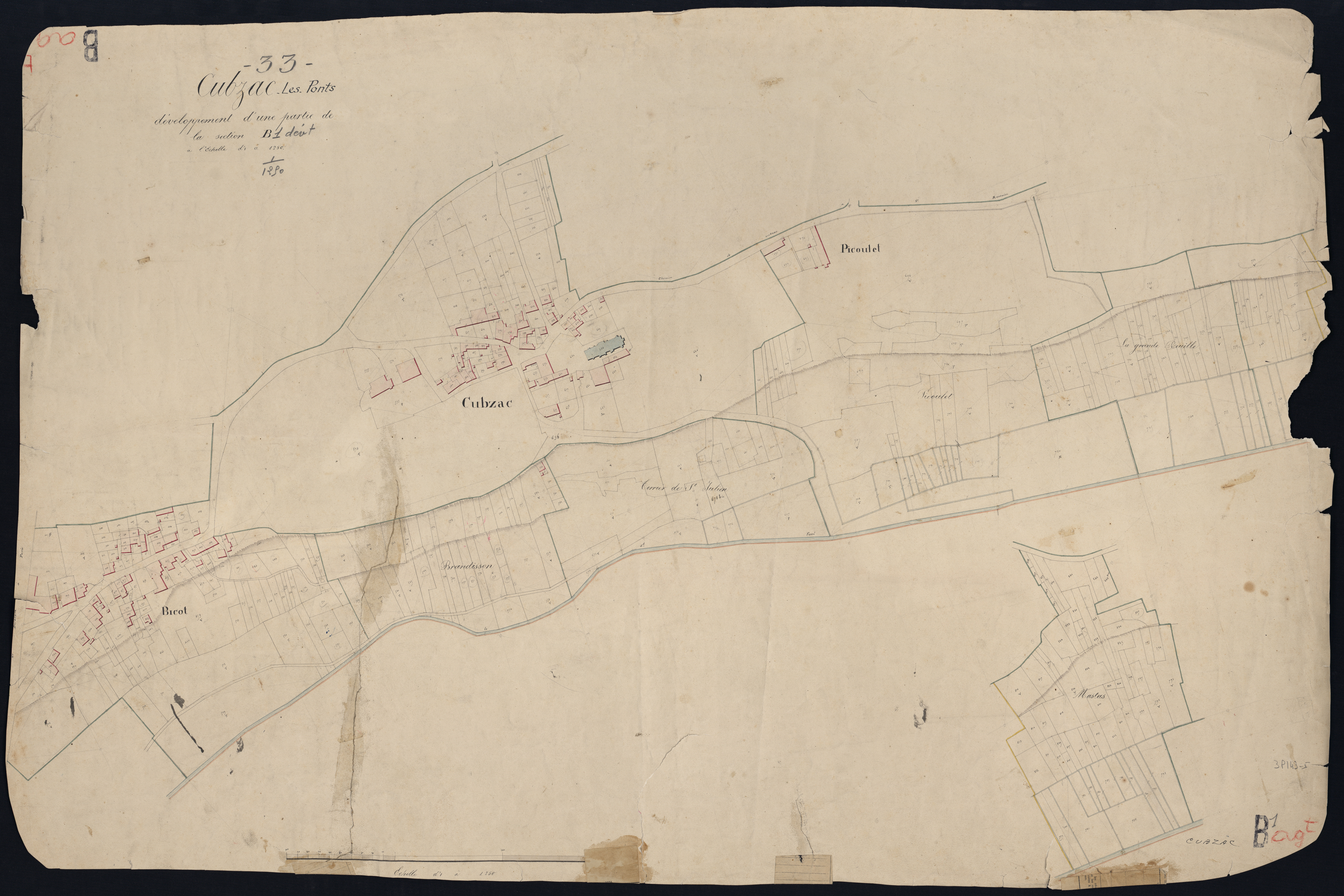 Cubzac-les-Ponts - -Section B feuille 1 : Le Bourg