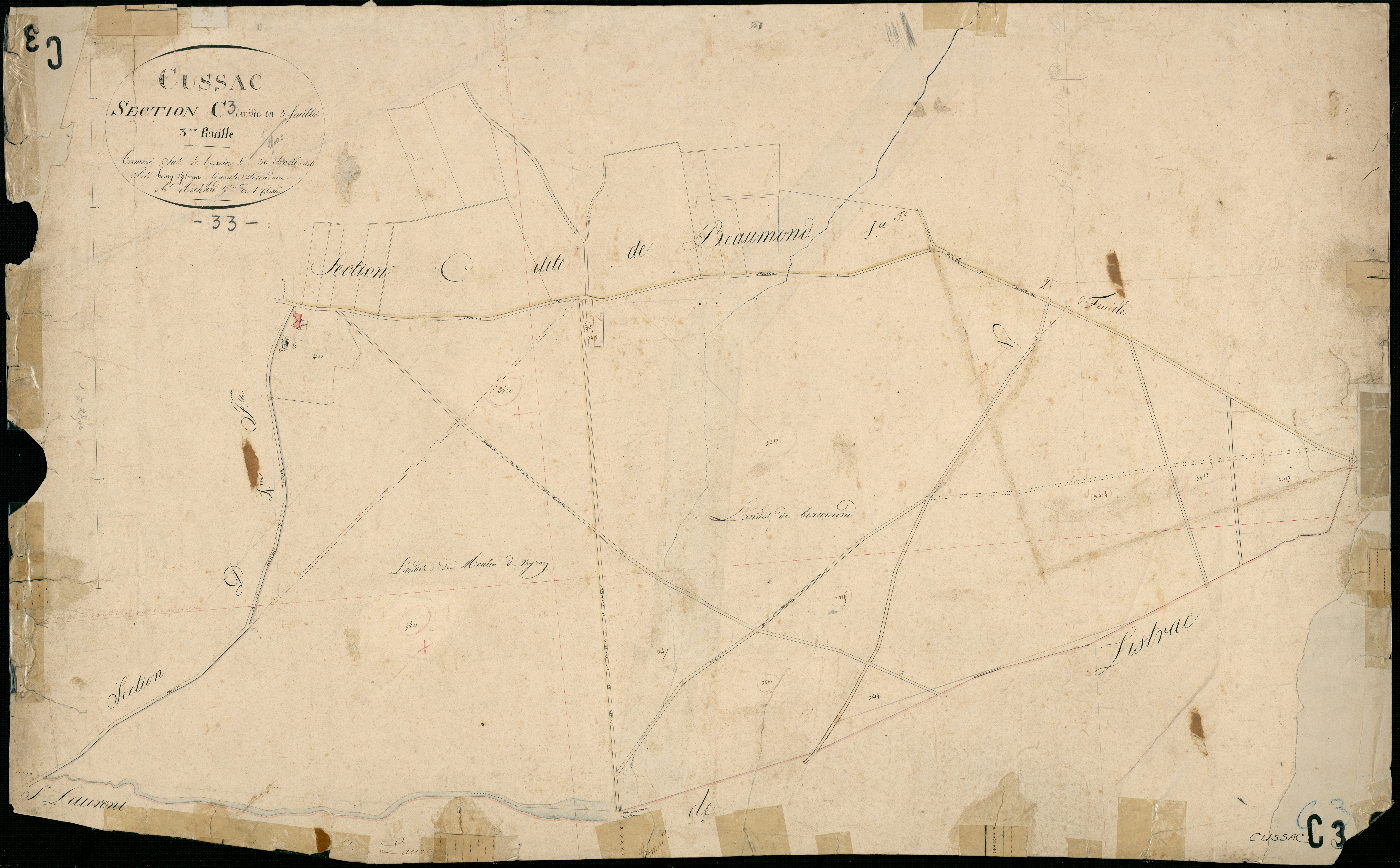 Cussac-Fort-Médoc - -Section C feuille 3 : Beaumont