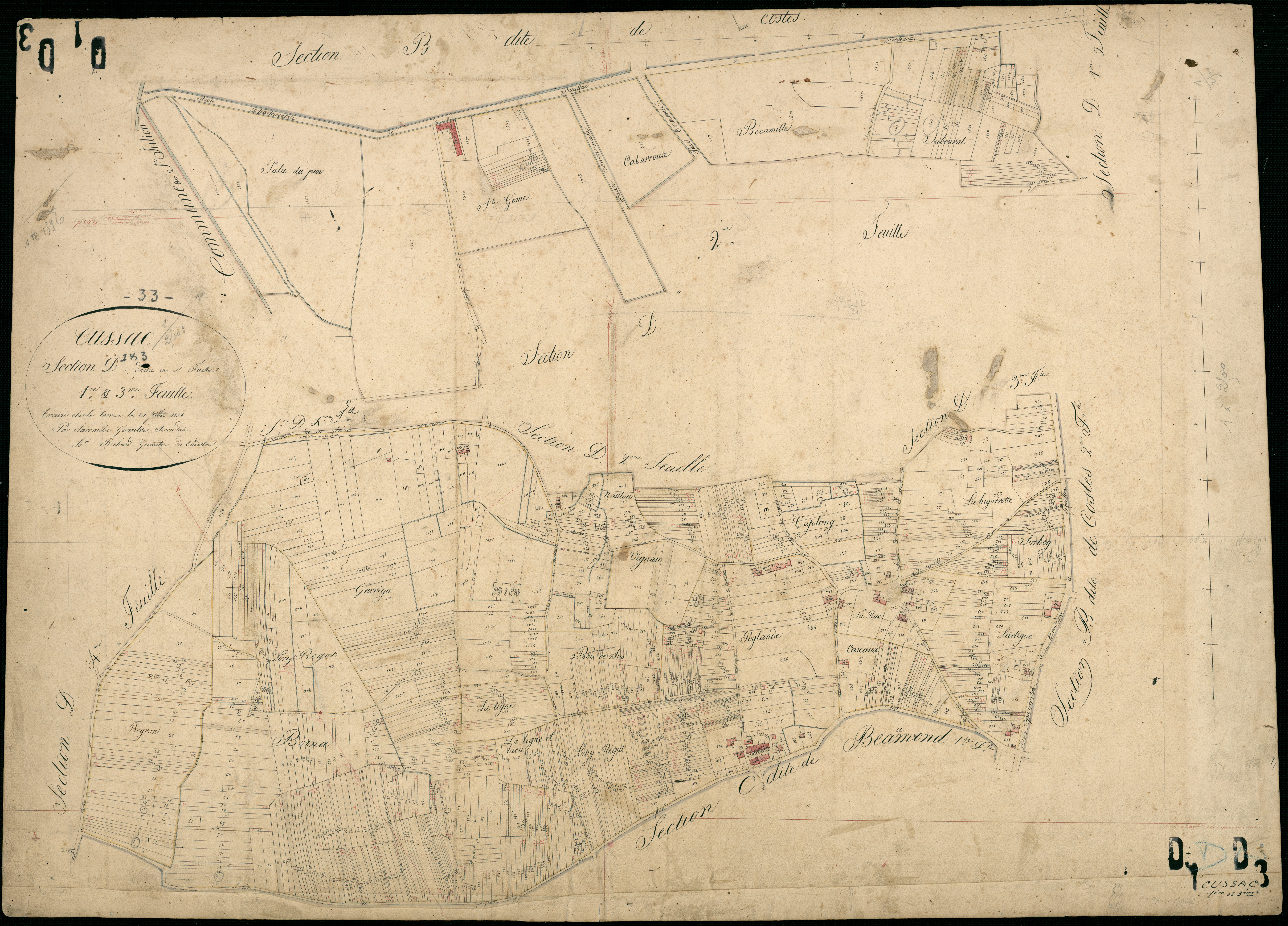 Cussac-Fort-Médoc - -Section D feuille 1 et 3 : Sainte-Gemme