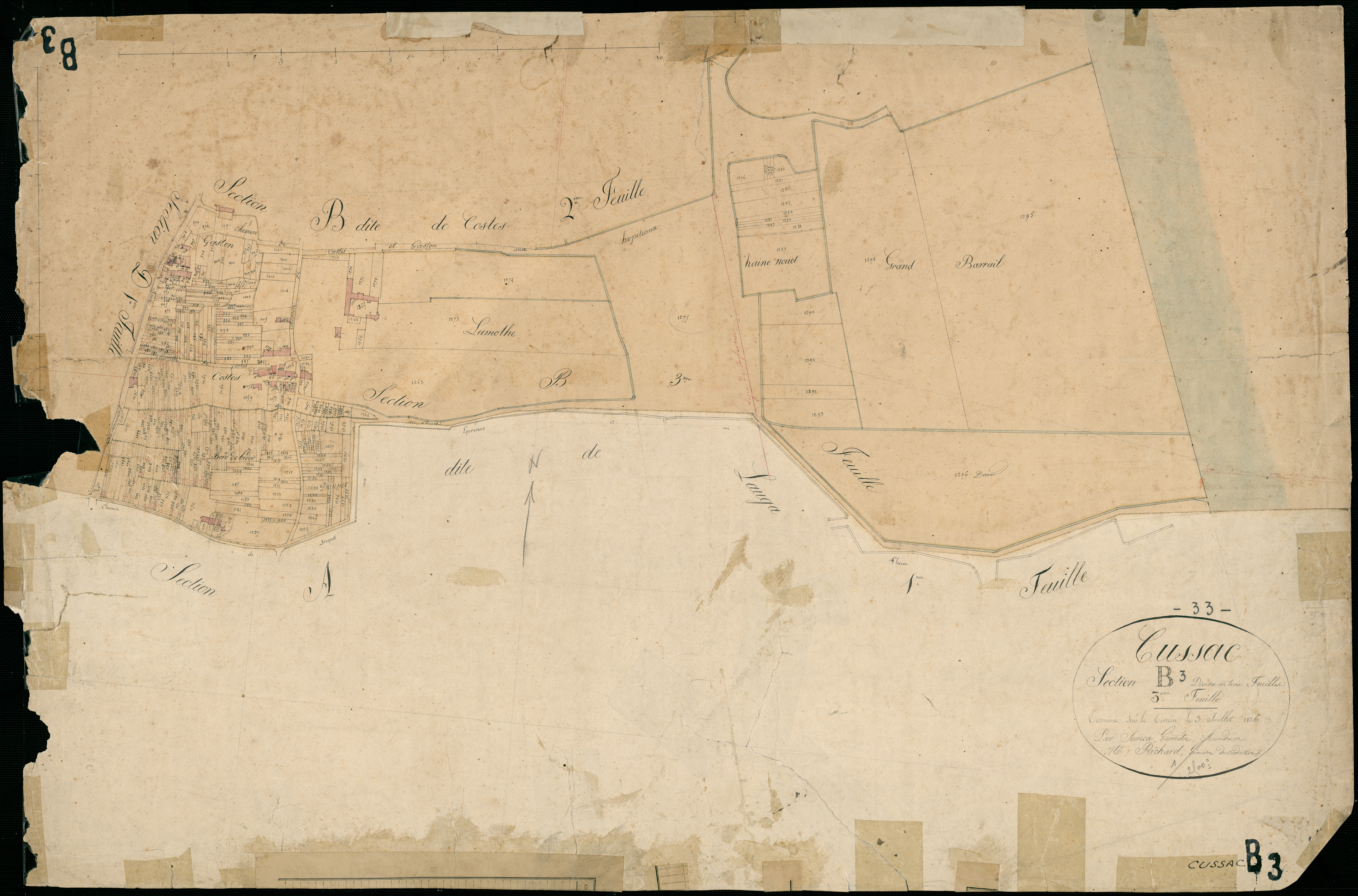 Cussac-Fort-Médoc - -Section B feuille 3 : Loste