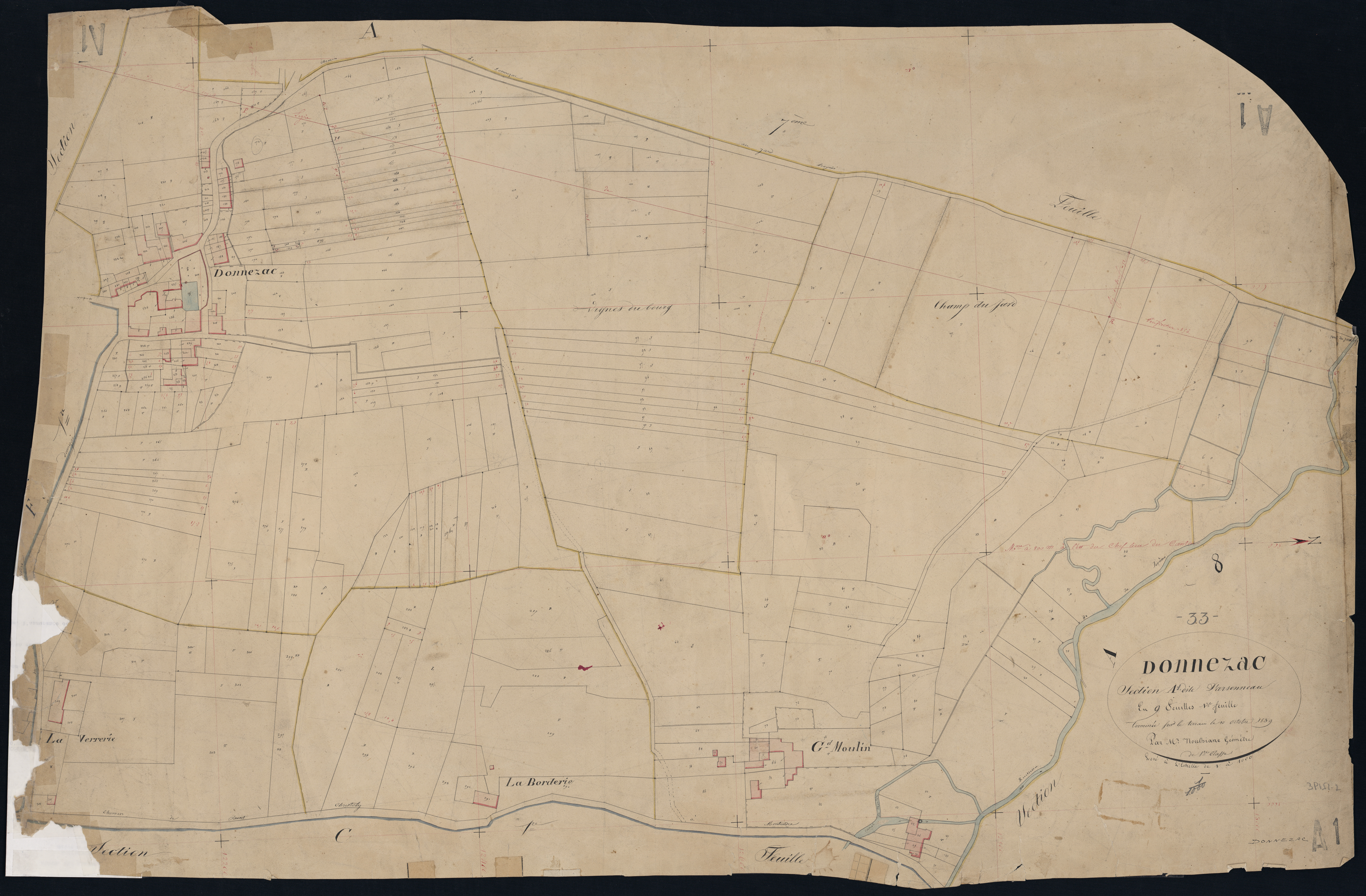 Donnezac - -Section A feuille 1 : Arsonneau