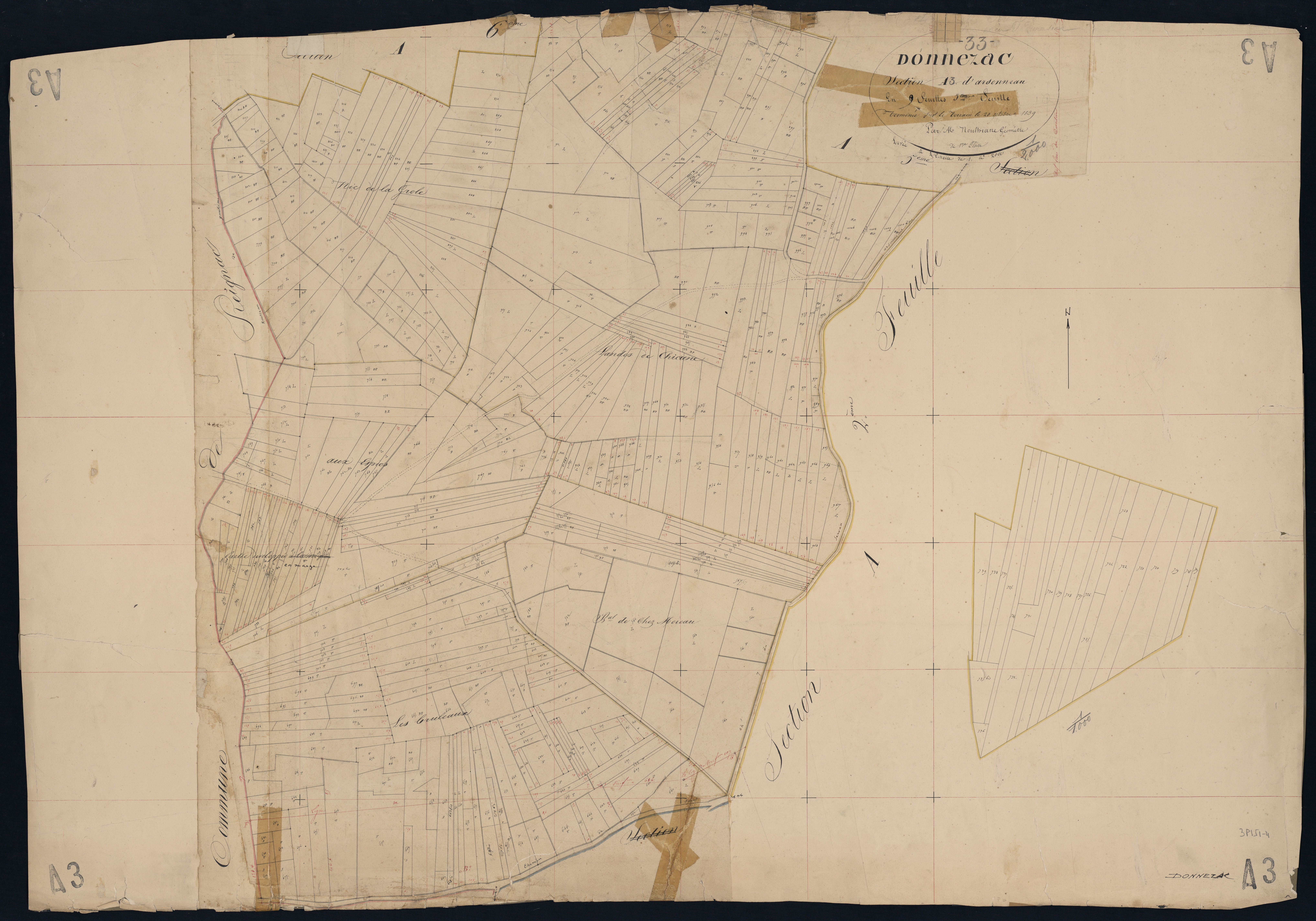 Donnezac - -Section A feuille 3 : Arsonneau