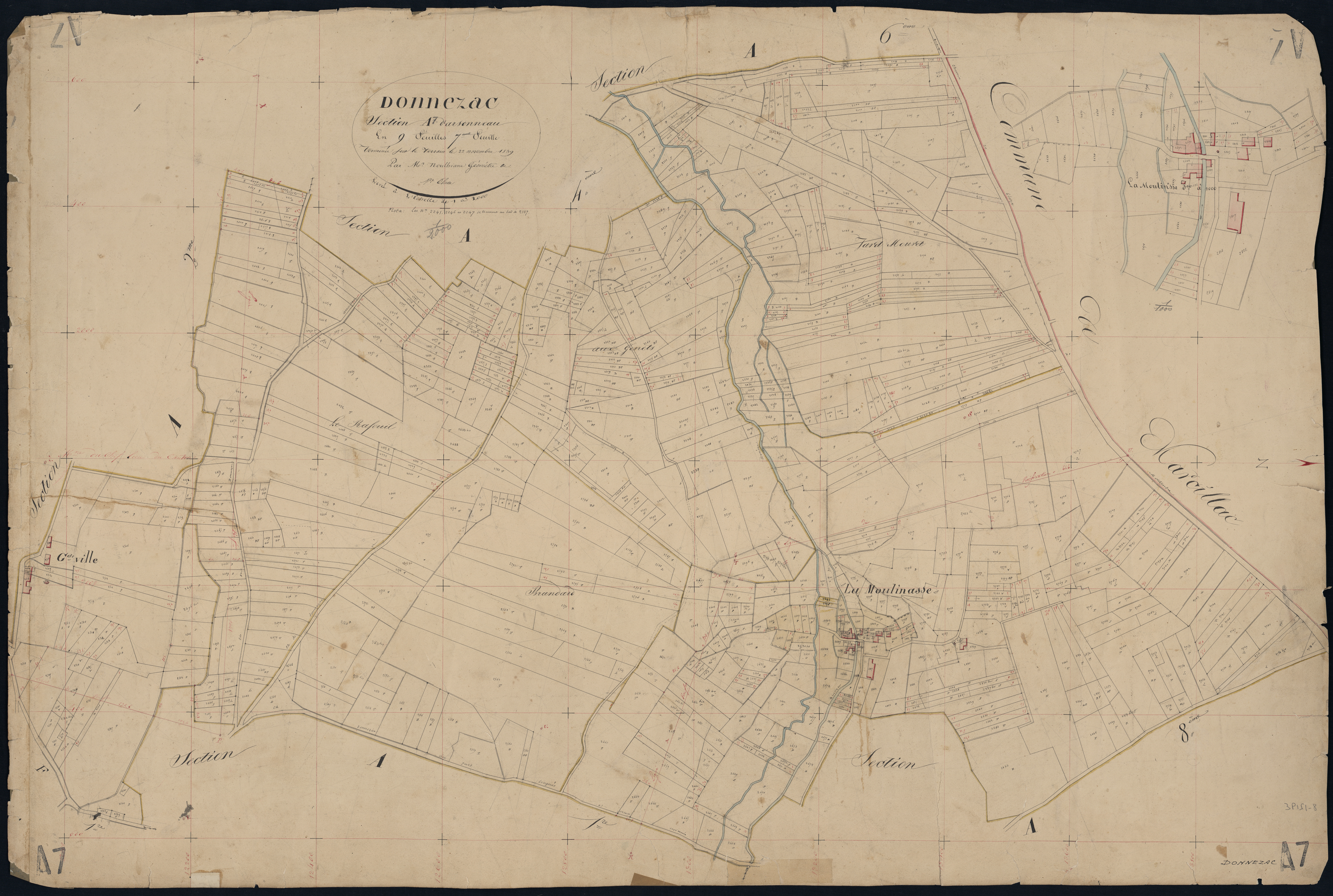 Donnezac - -Section A feuille 7 : Arsonneau