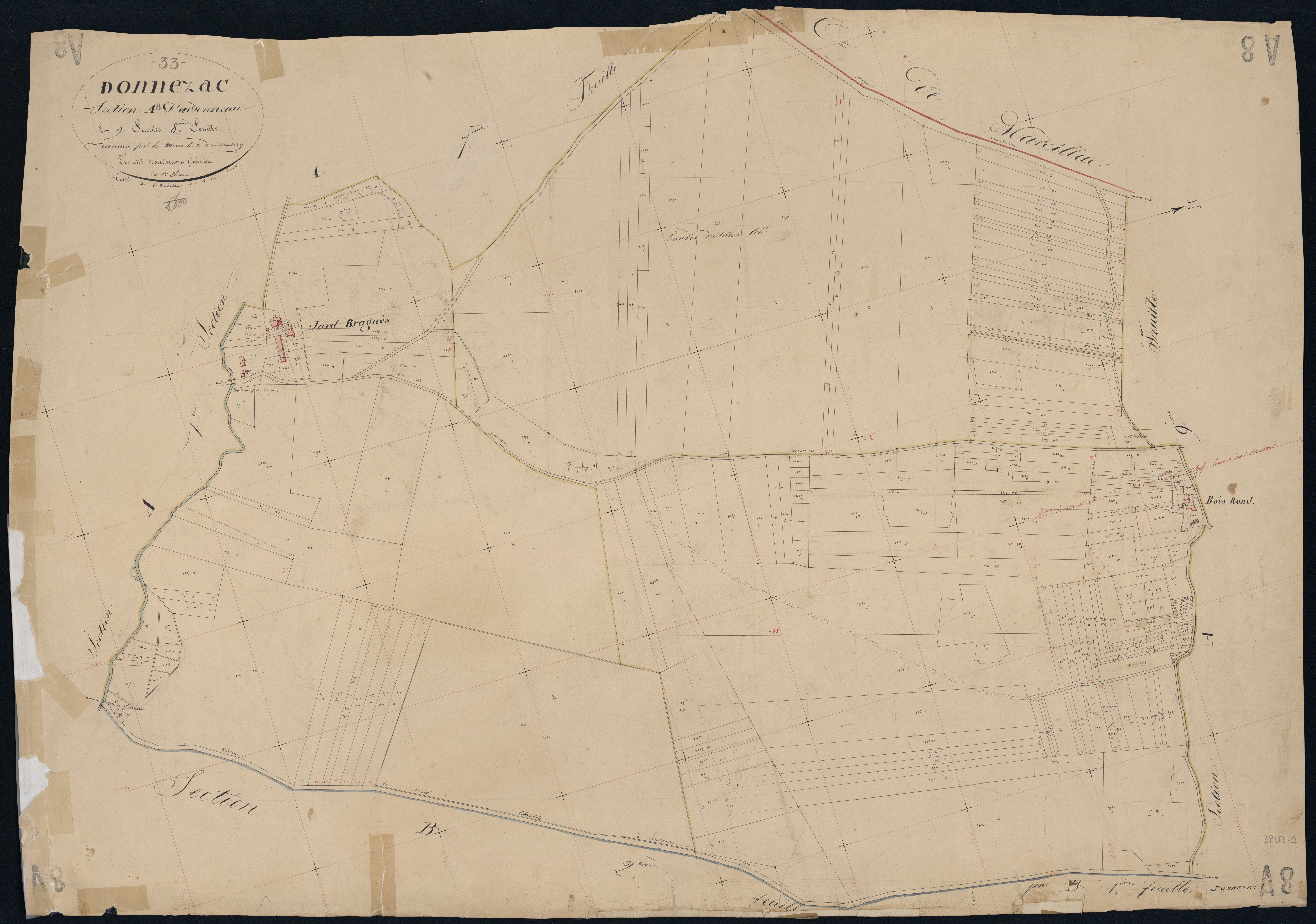 Donnezac - -Section A feuille 8 : Arsonneau