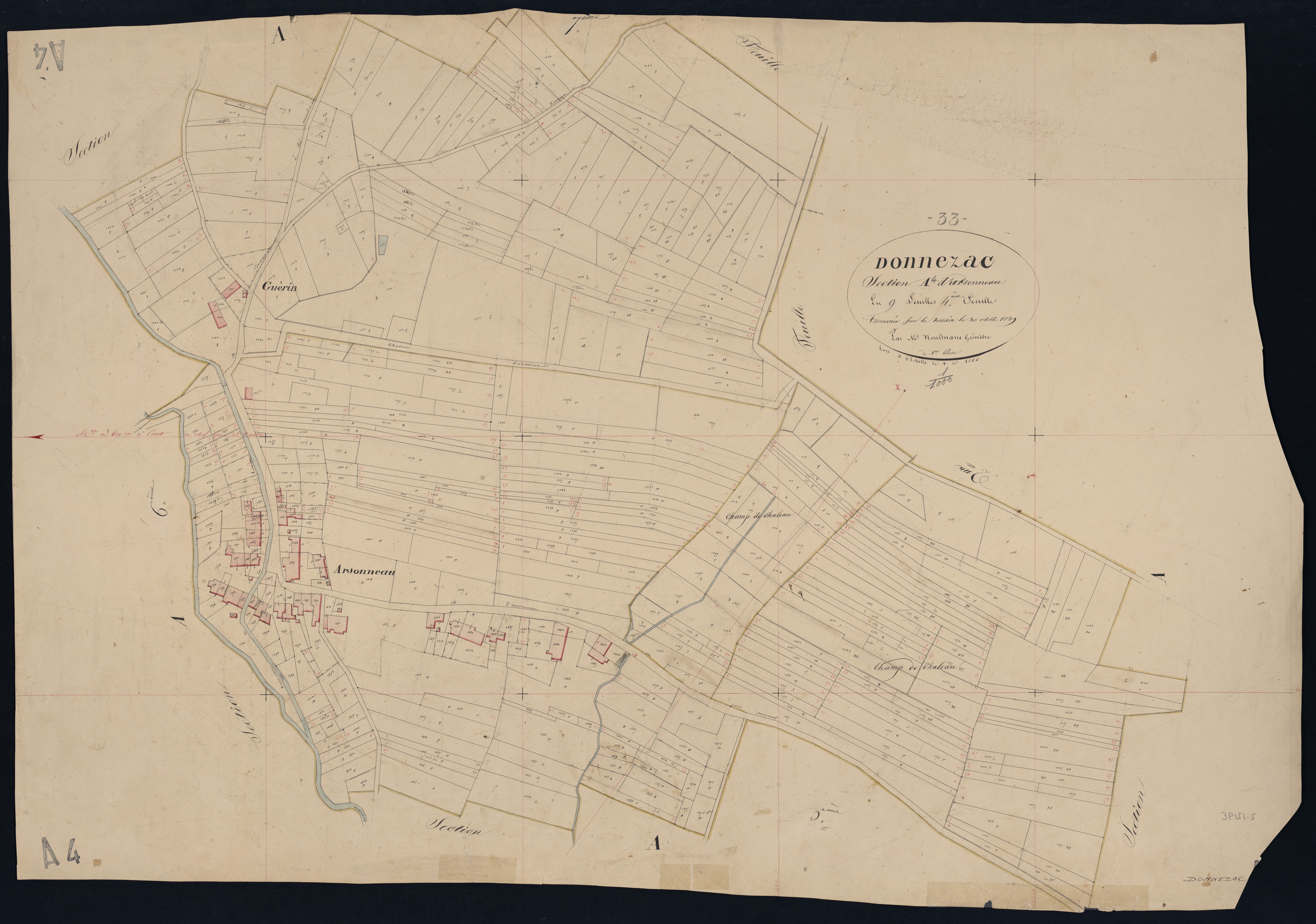 Donnezac - -Section A feuille 4 : Arsonneau