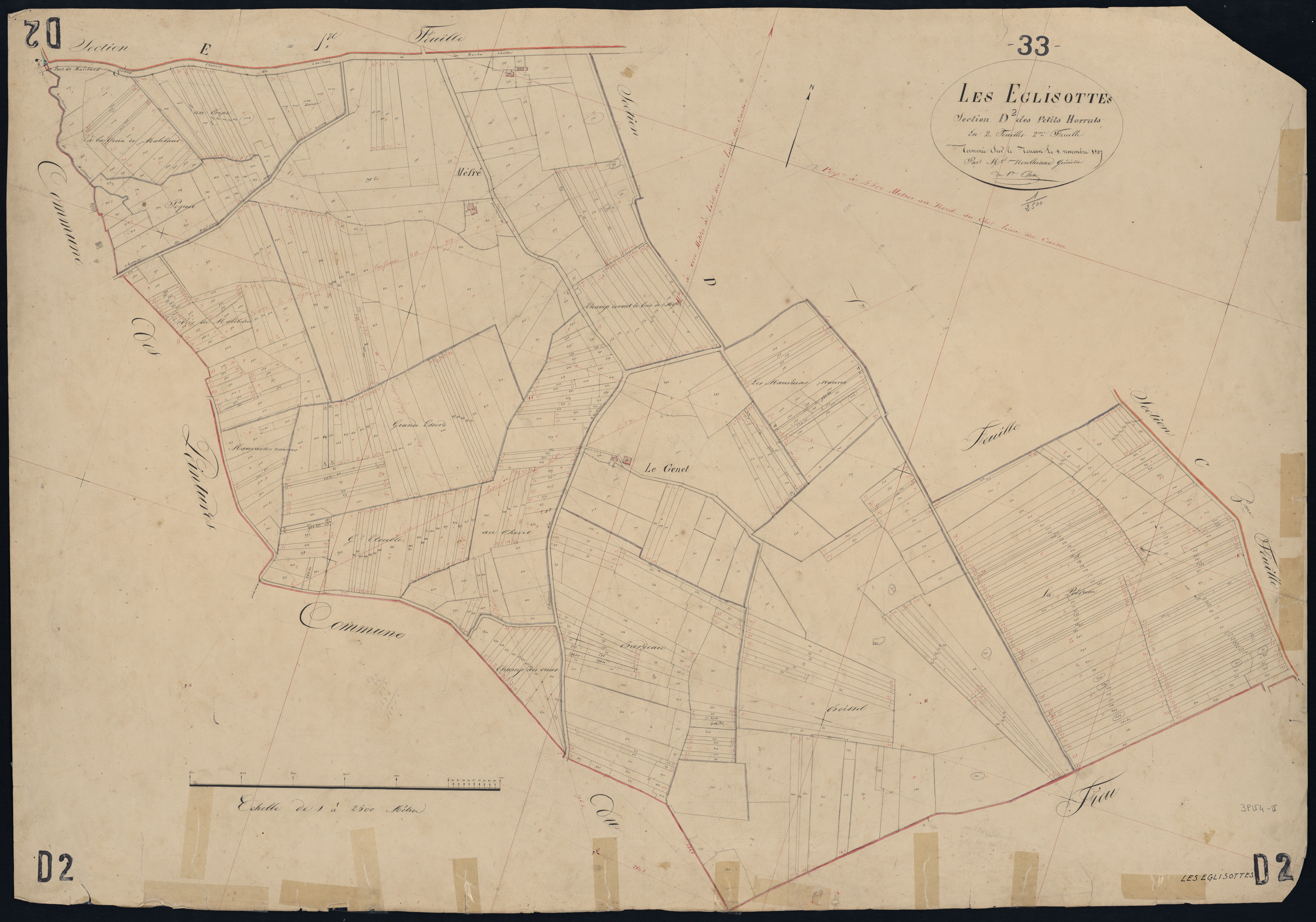 Églisottes-et-Chalaures - -Section D feuille 2 : Les Petits-Horruts