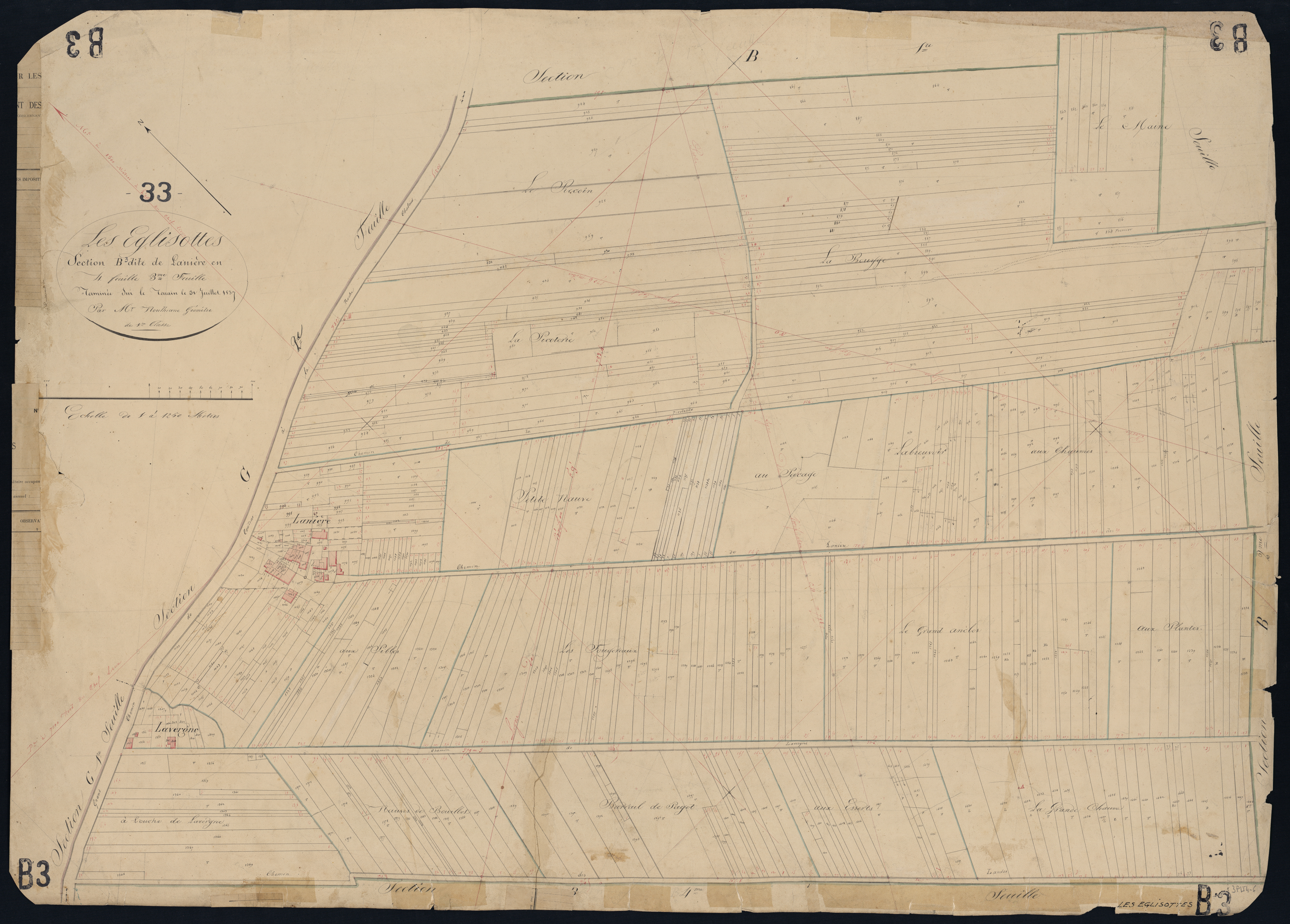 Églisottes-et-Chalaures - -Section B feuille 3 : Lanière