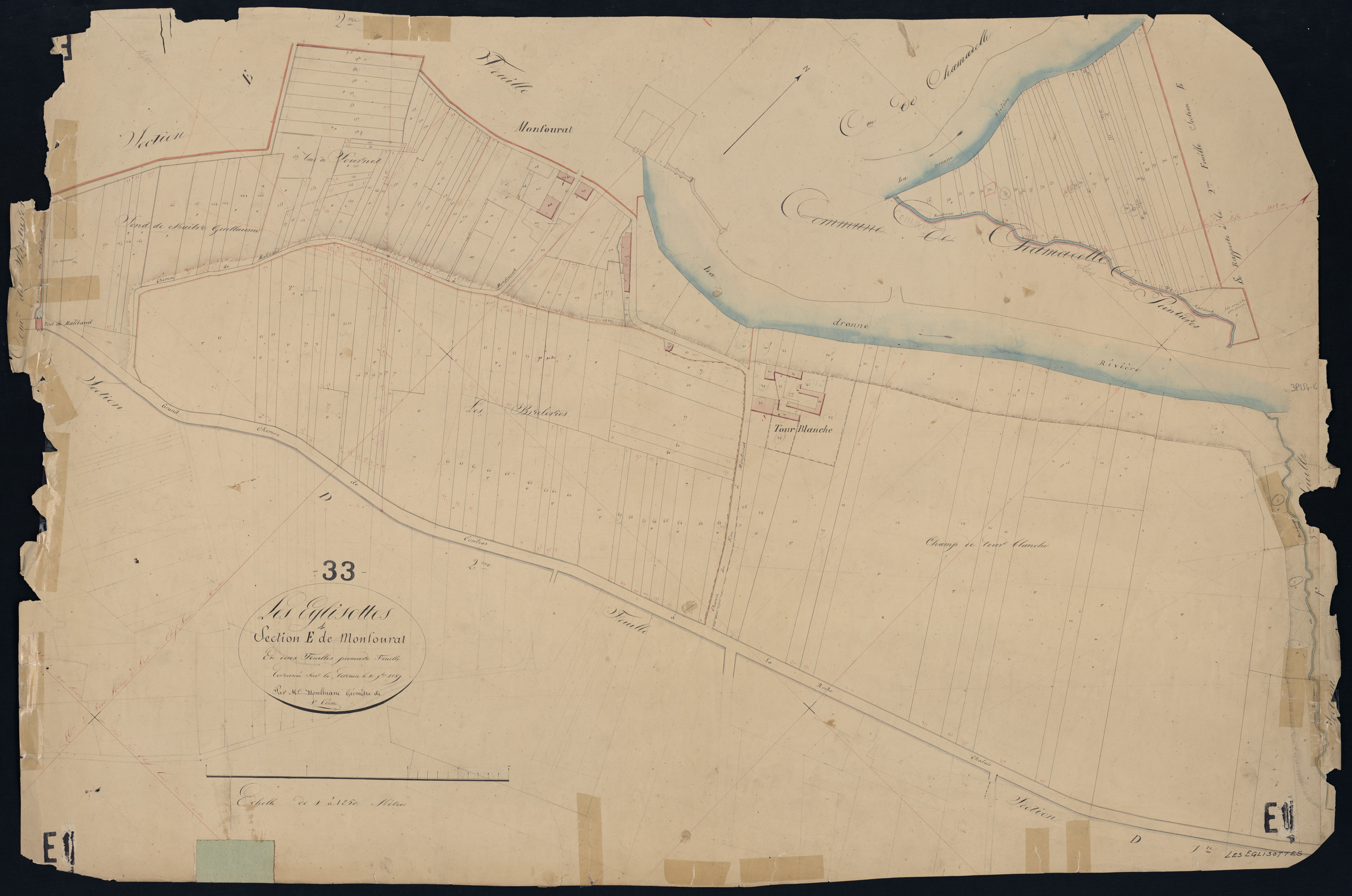 Églisottes-et-Chalaures - -Section E feuille 1 : Monfourat