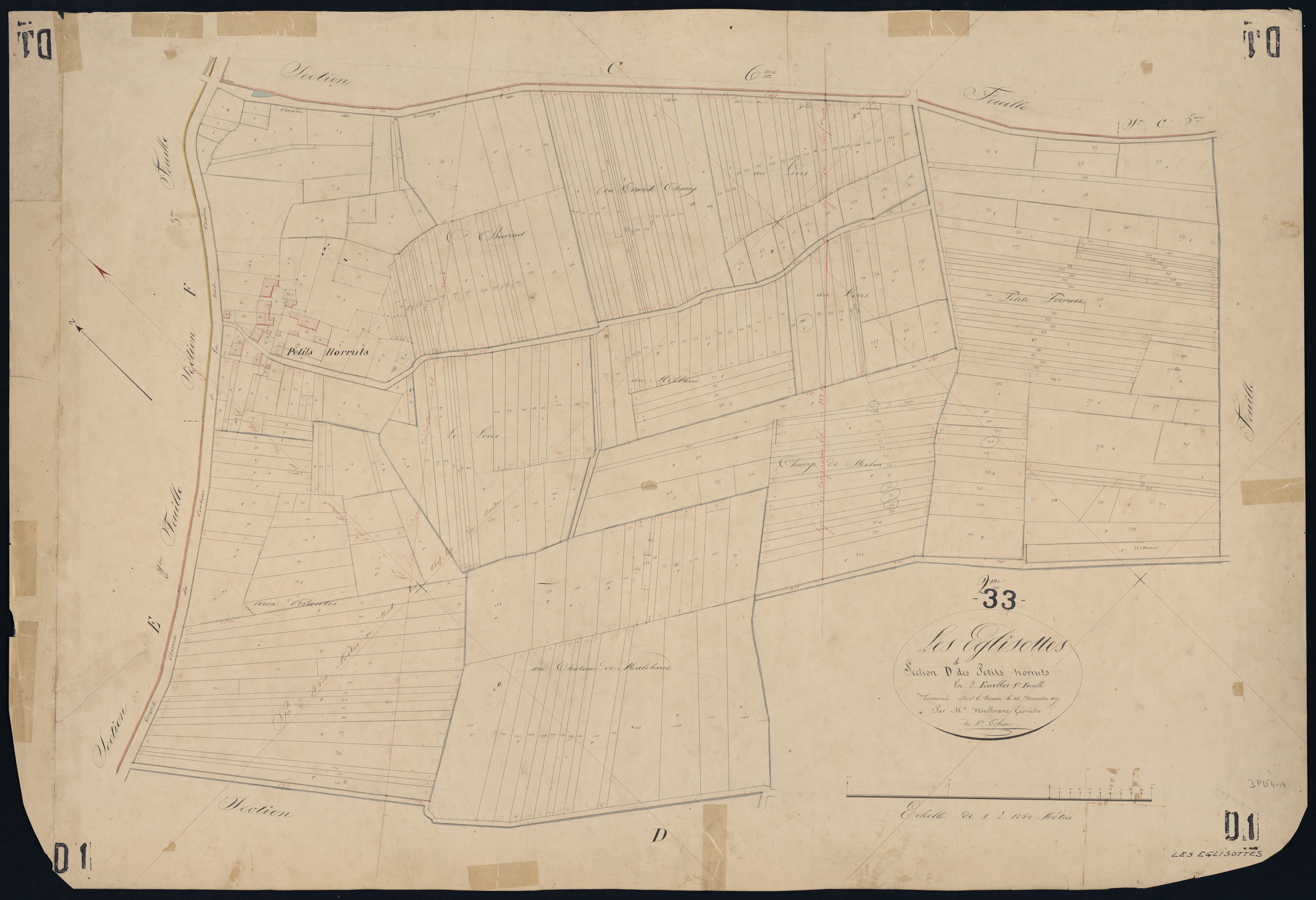 Églisottes-et-Chalaures - -Section D feuille 1 : Les Petits-Horruts