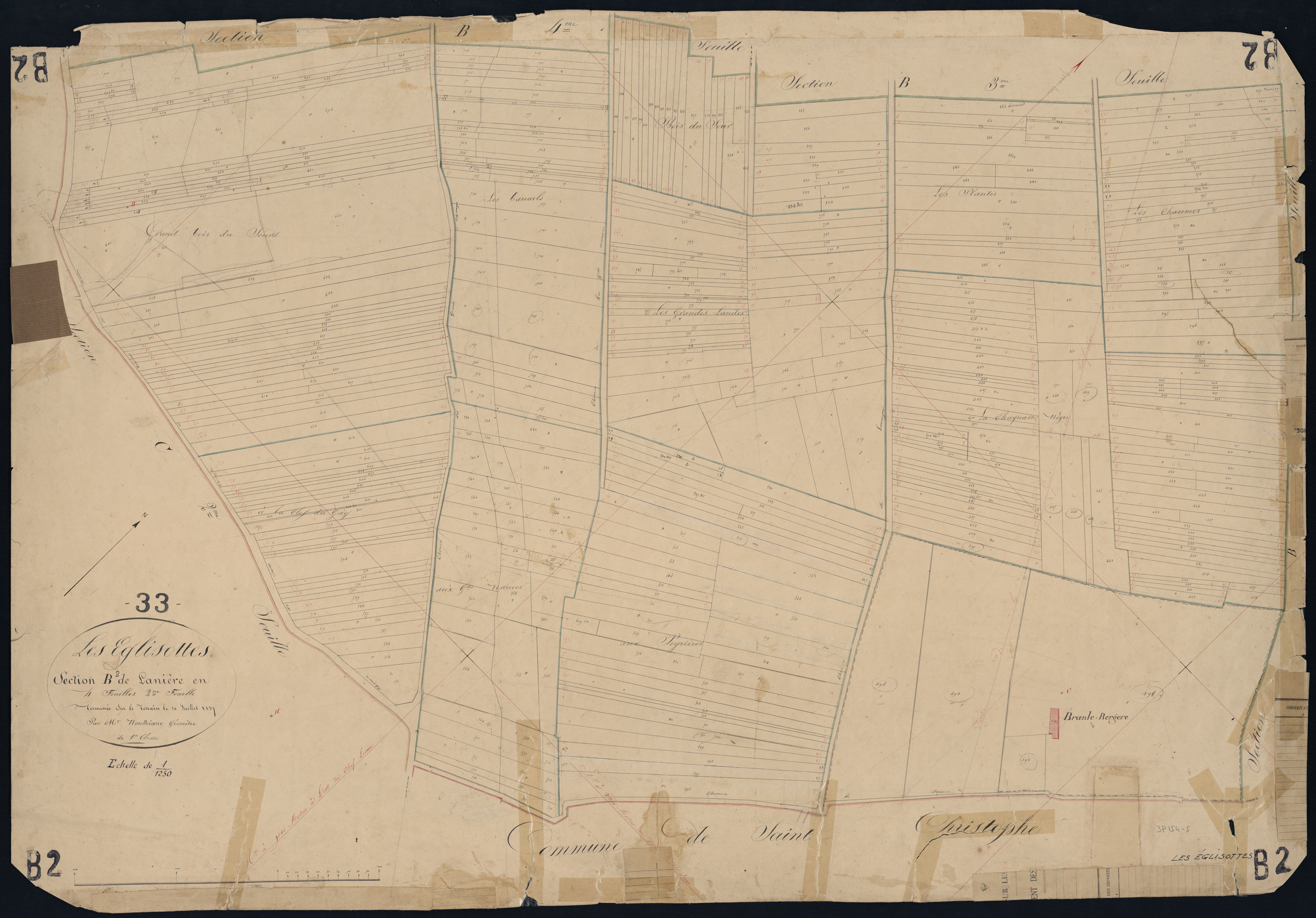 Églisottes-et-Chalaures - -Section B feuille 2 : Lanière
