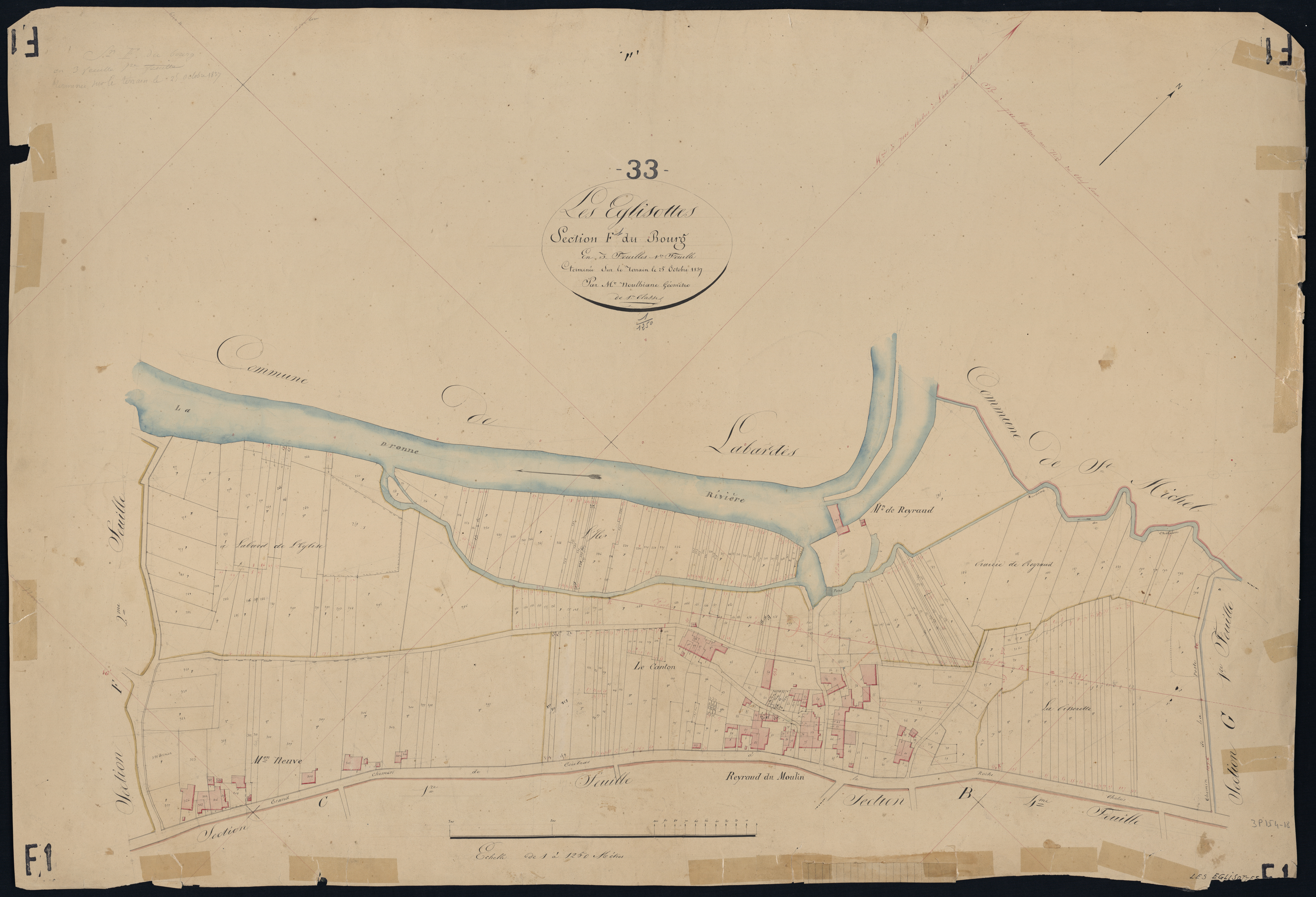 Églisottes-et-Chalaures - -Section F feuille 1 : Le Bourg