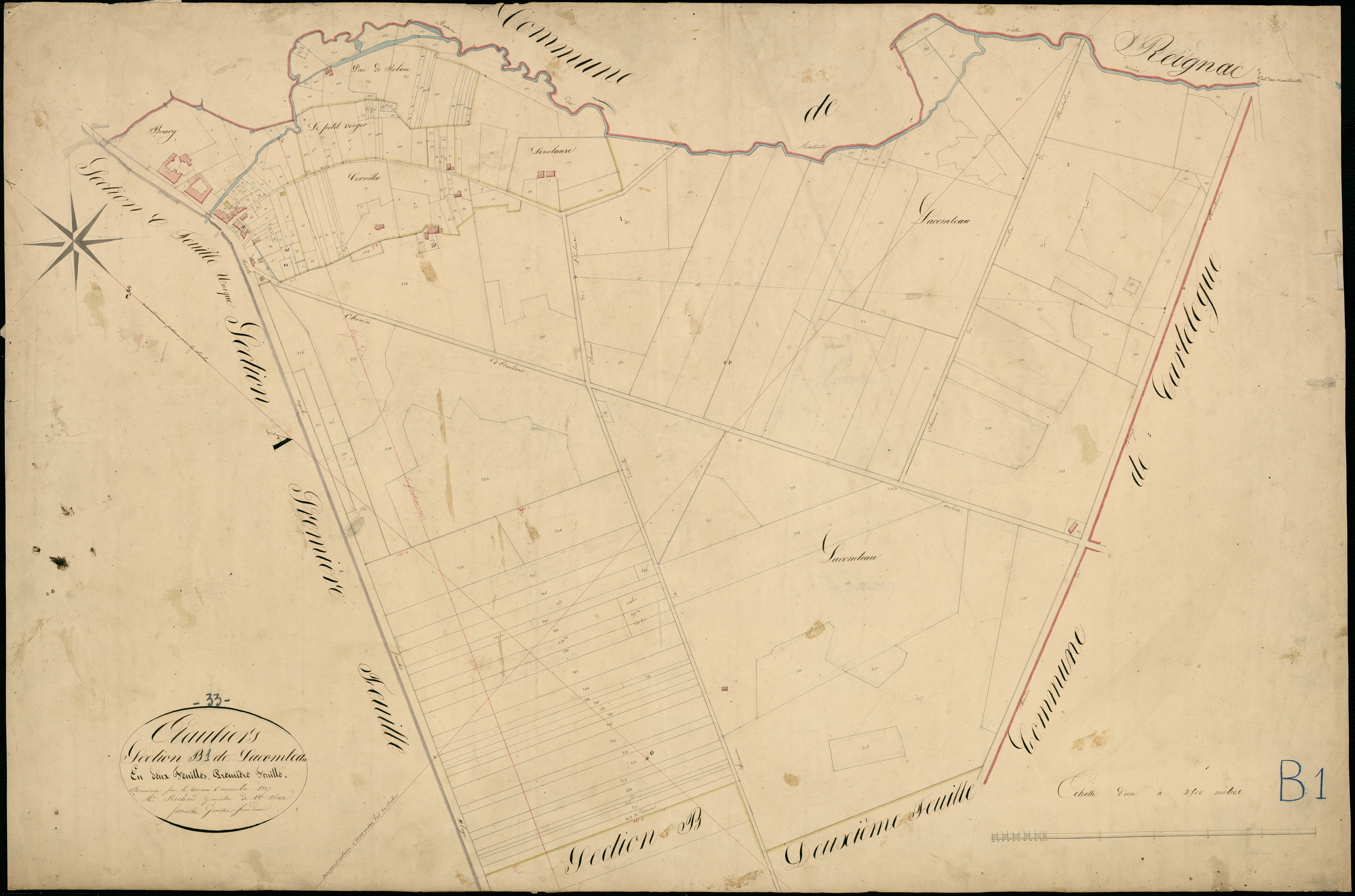 Étauliers - -Section B feuille 1 : La Comteau