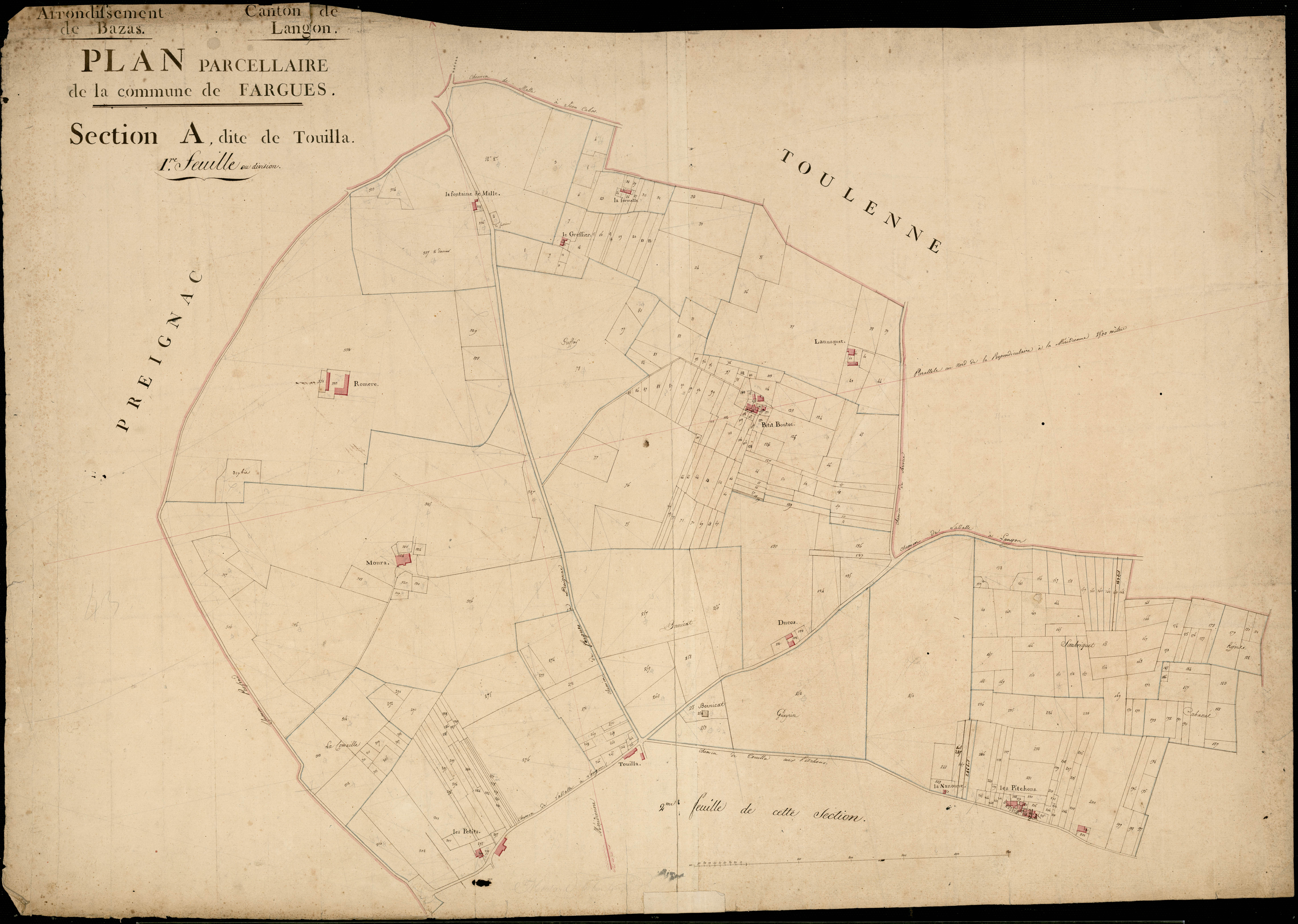 Fargues - -Section A feuille 1 : Touilla