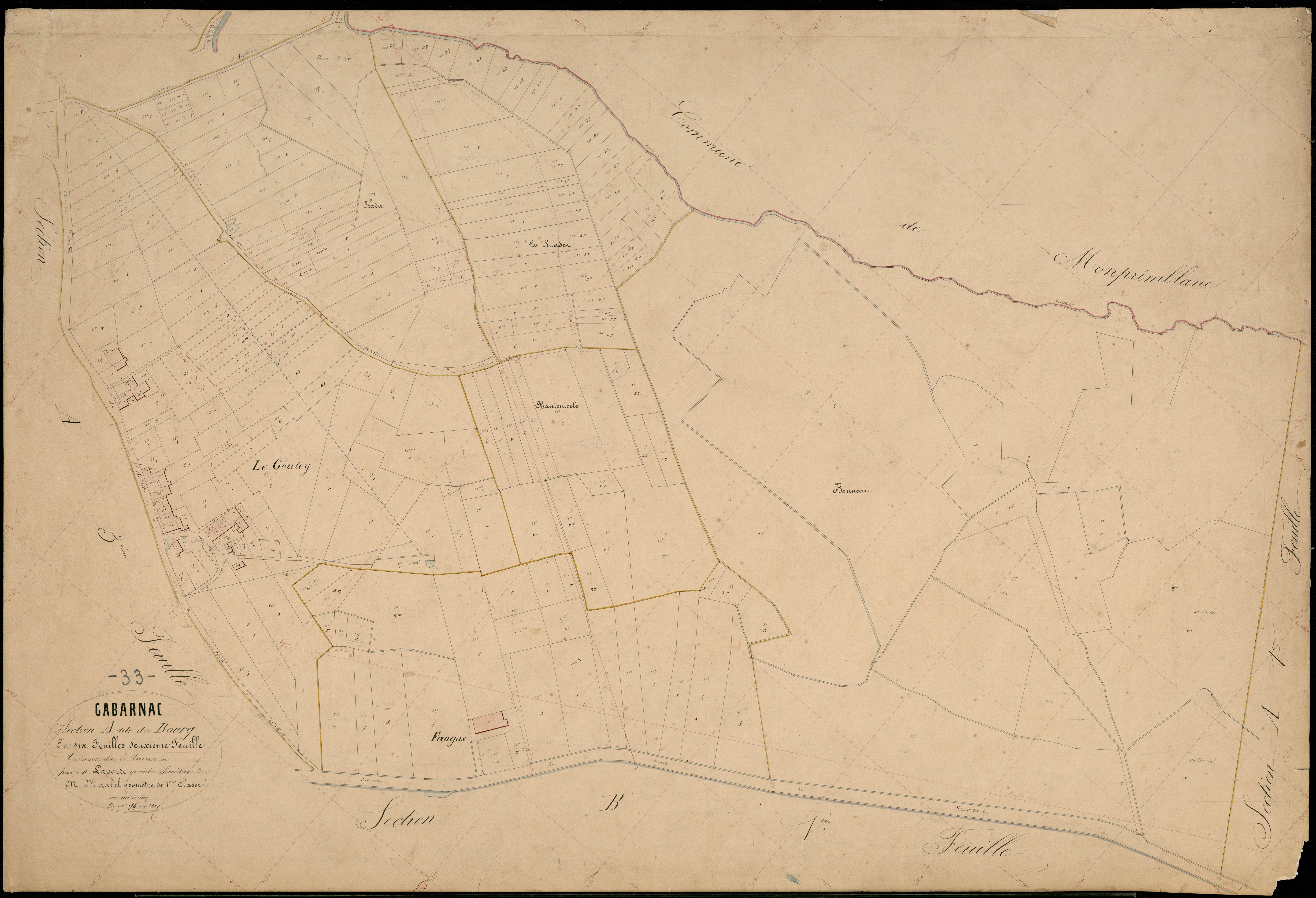 Gabarnac - -Section A feuille 2 : Le Bourg