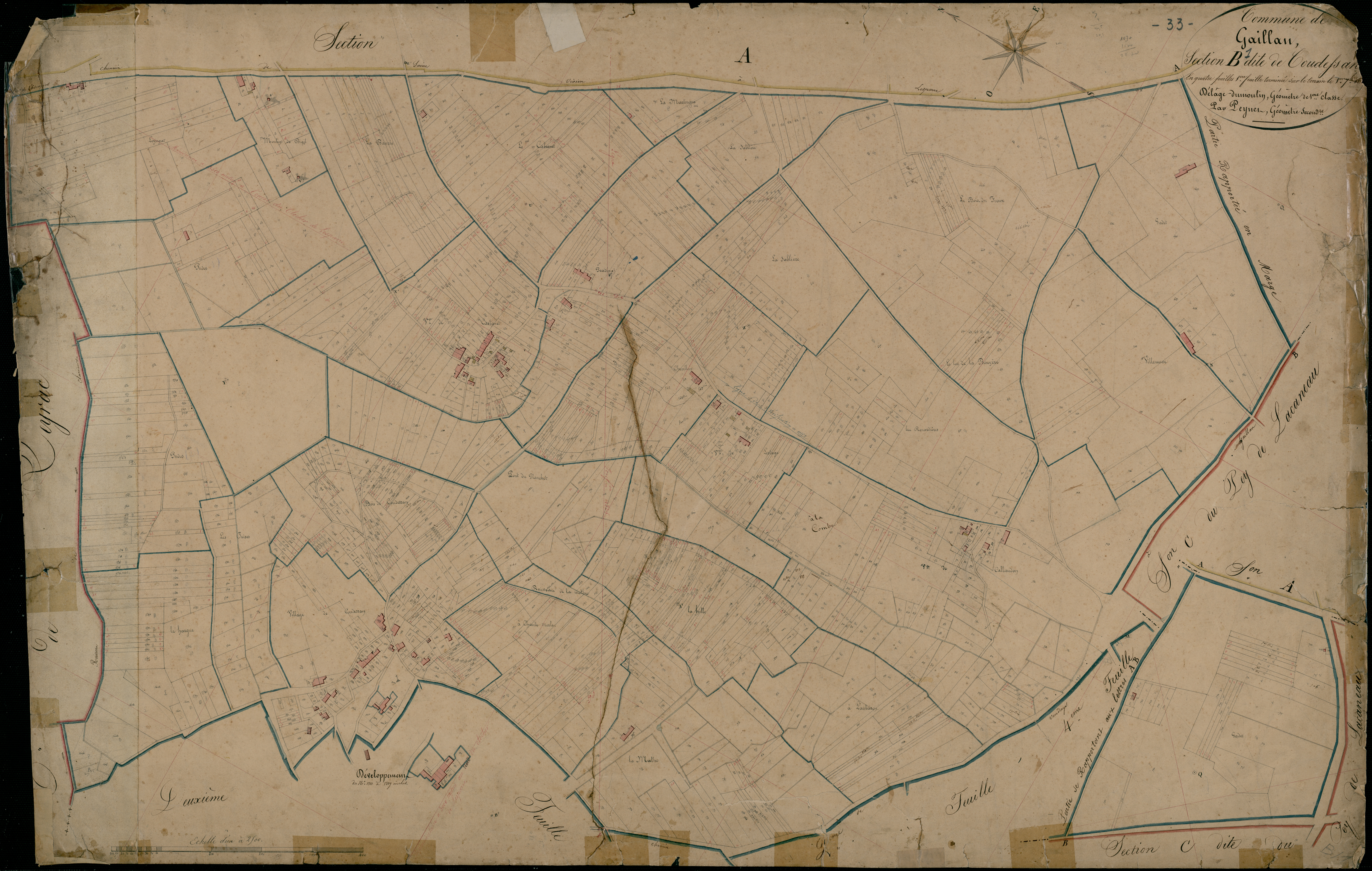 Gaillan-en-Médoc - -Section B feuille 1 : Coudessan