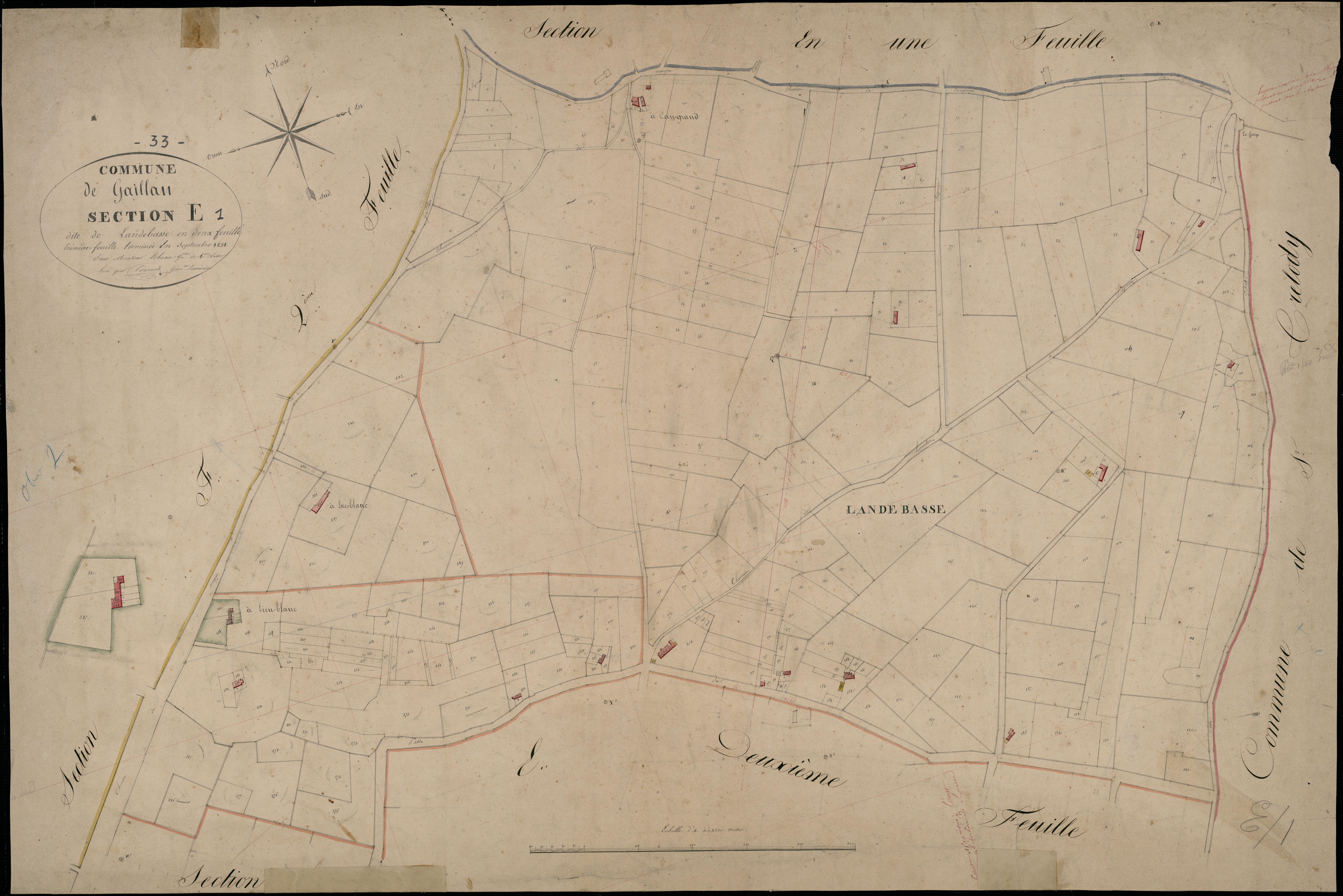 Gaillan-en-Médoc - -Section E feuille 1 : Landebasse