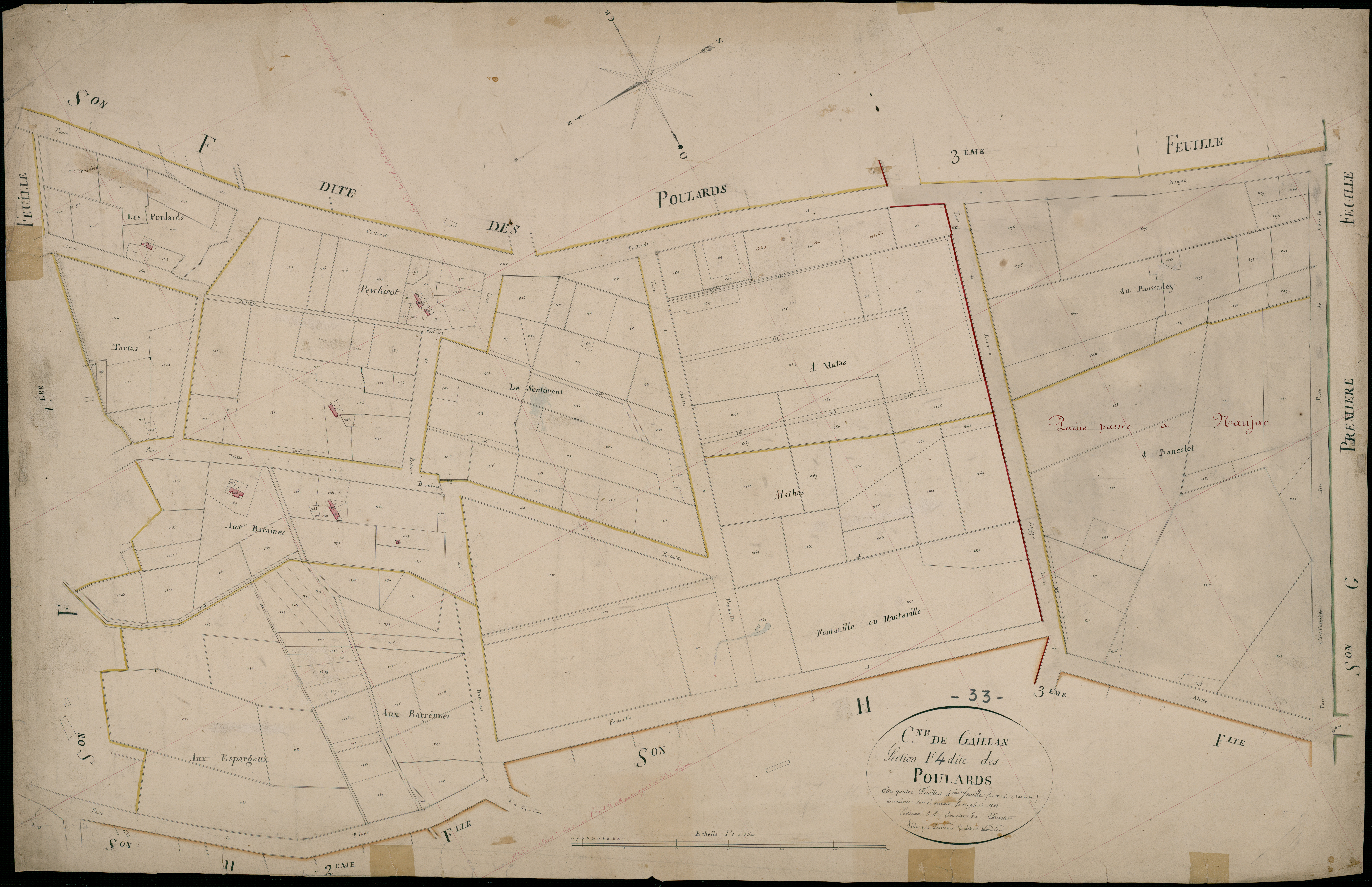 Gaillan-en-Médoc - -Section F feuille 4 : Poulards