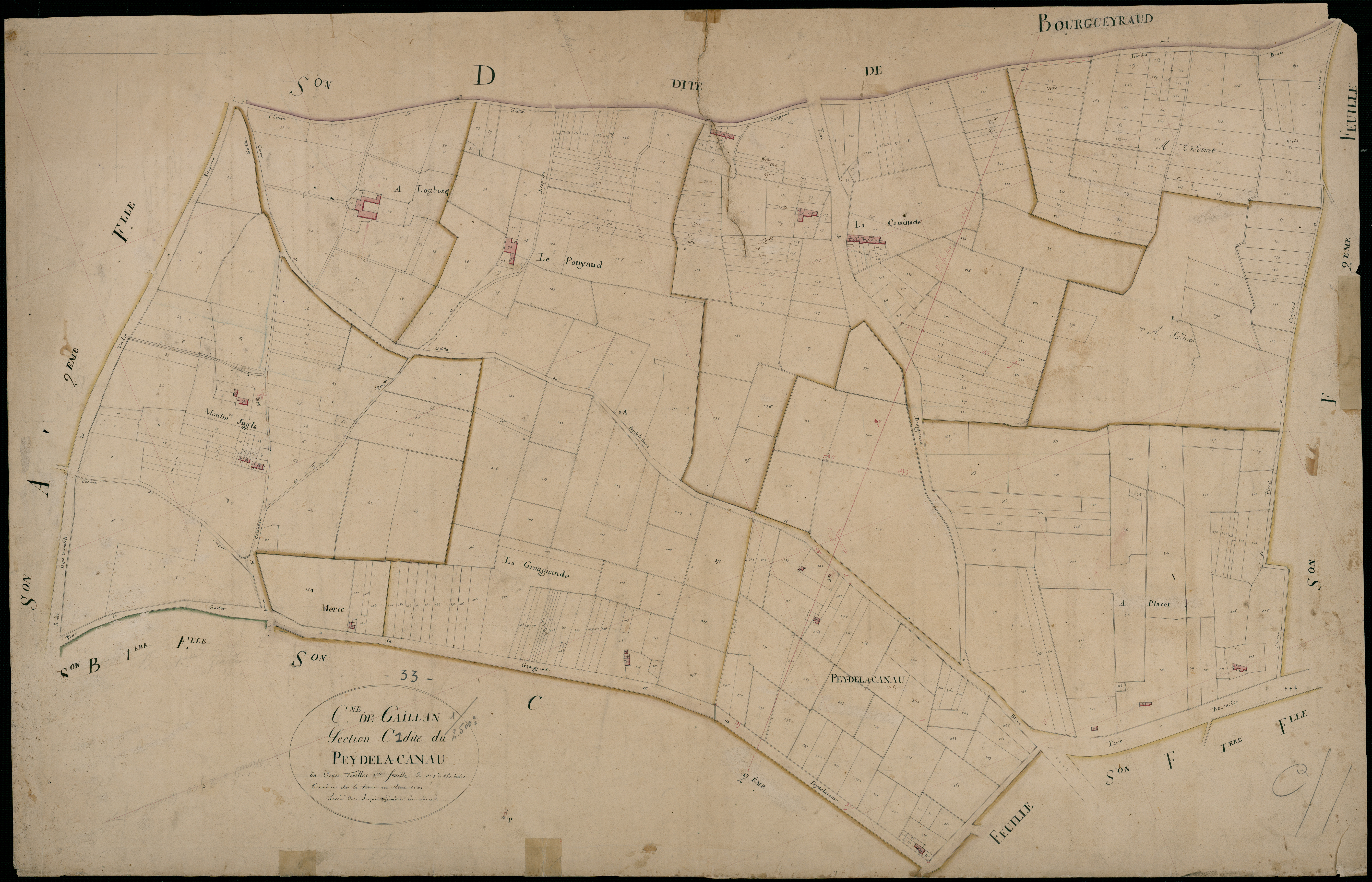 Gaillan-en-Médoc - -Section C feuille 1 : Pey-de-la-Canau