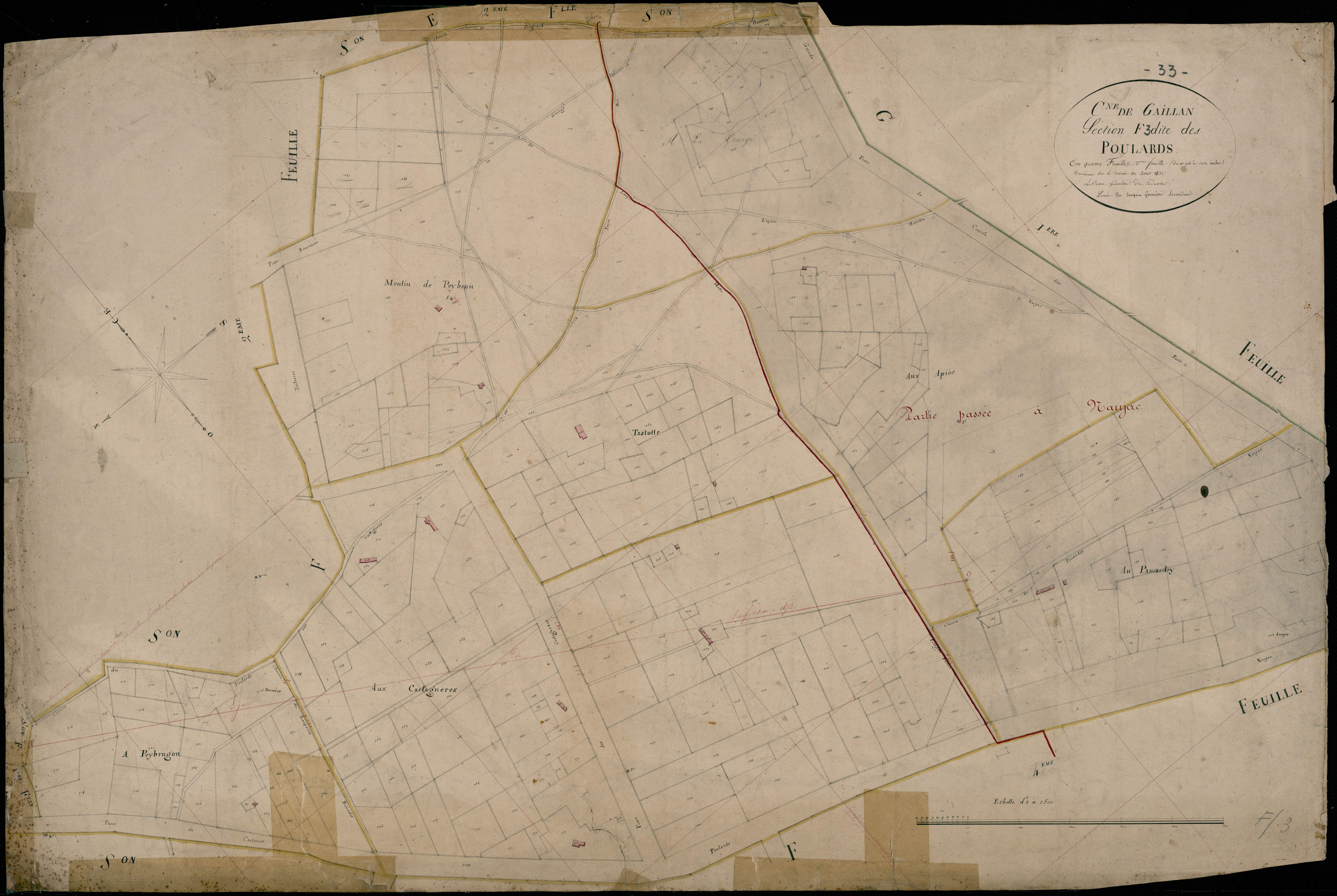 Gaillan-en-Médoc - -Section F feuille 3 : Poulards