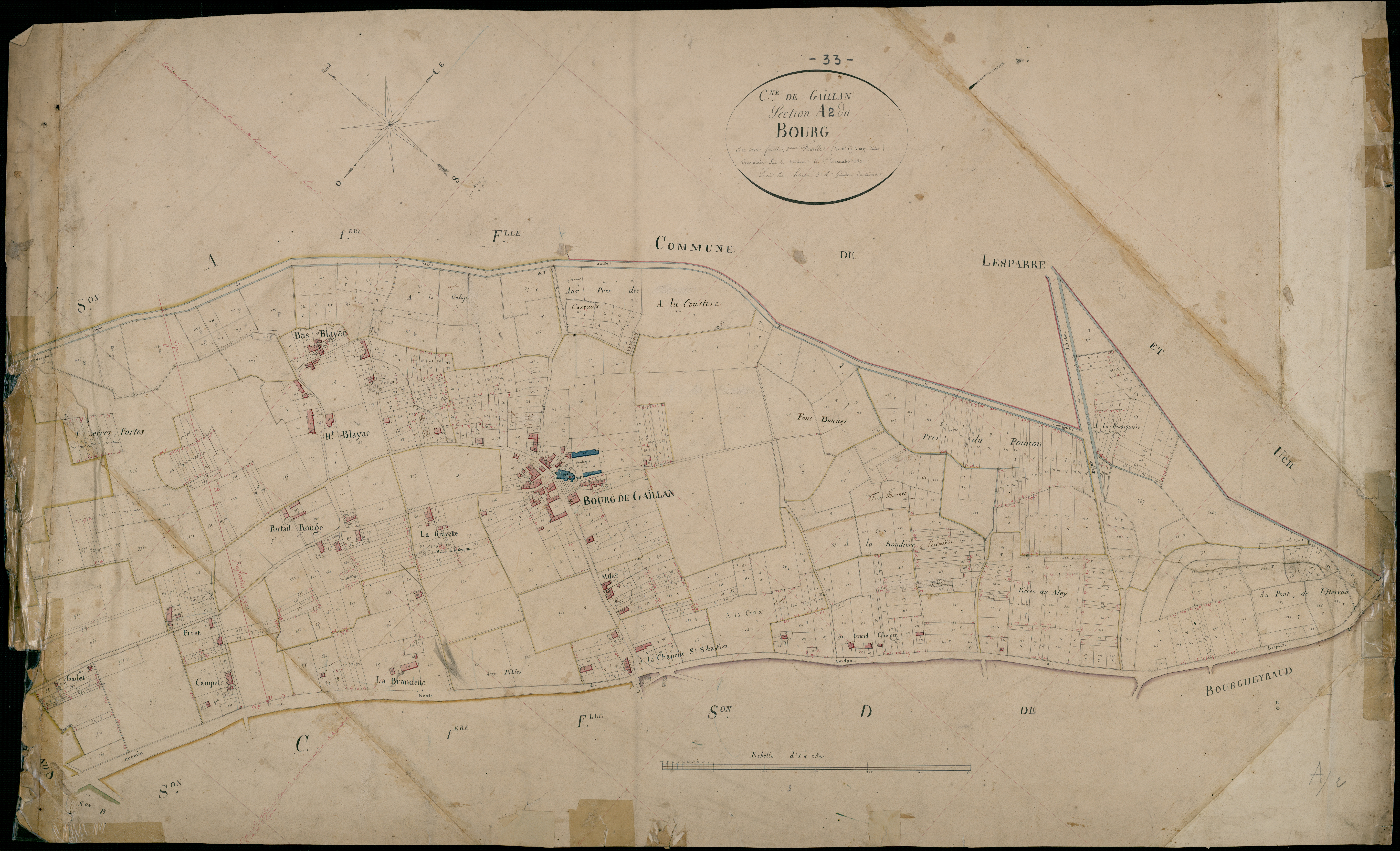 Gaillan-en-Médoc - -Section A feuille 2 : Le Bourg